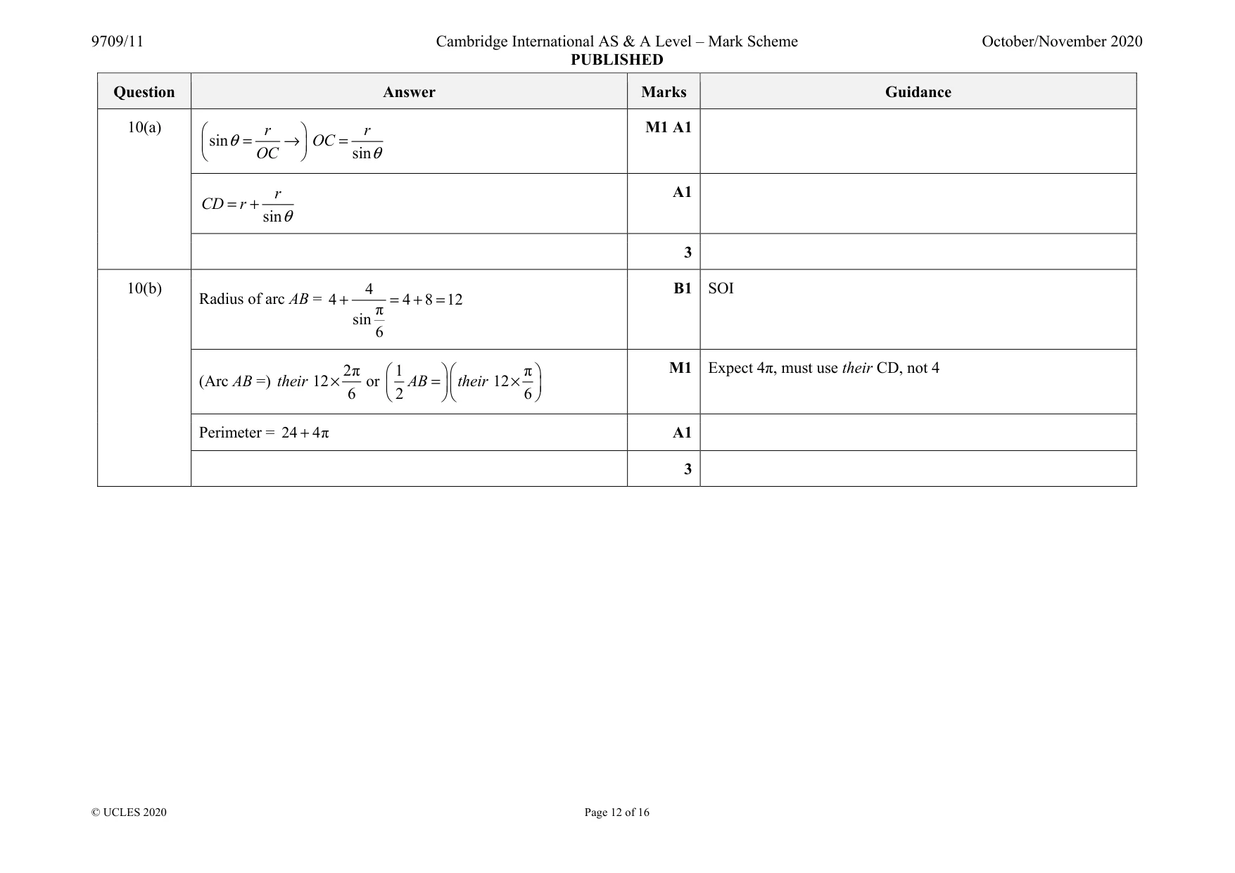 Mark scheme, page 12 of 16