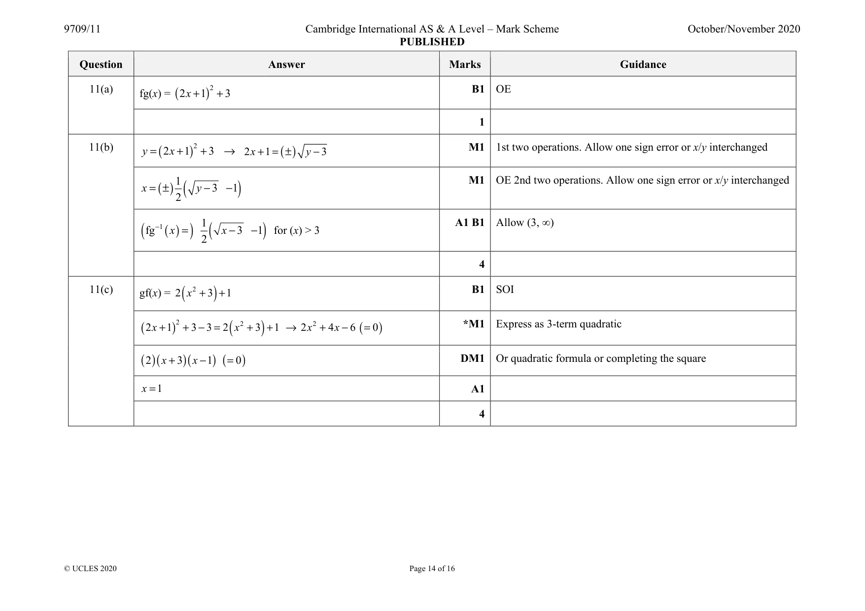 Mark scheme, page 14 of 16