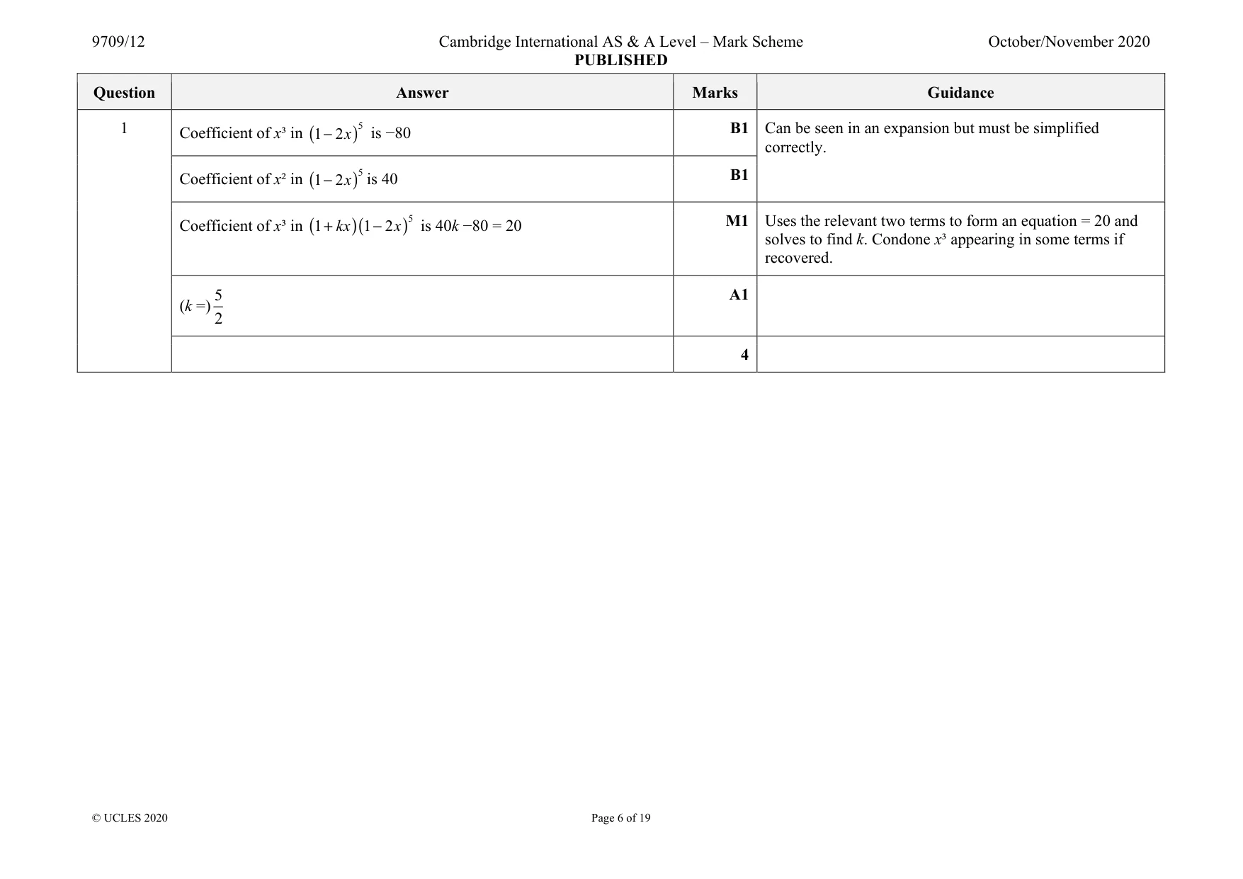 Mark scheme, page 6 of 19