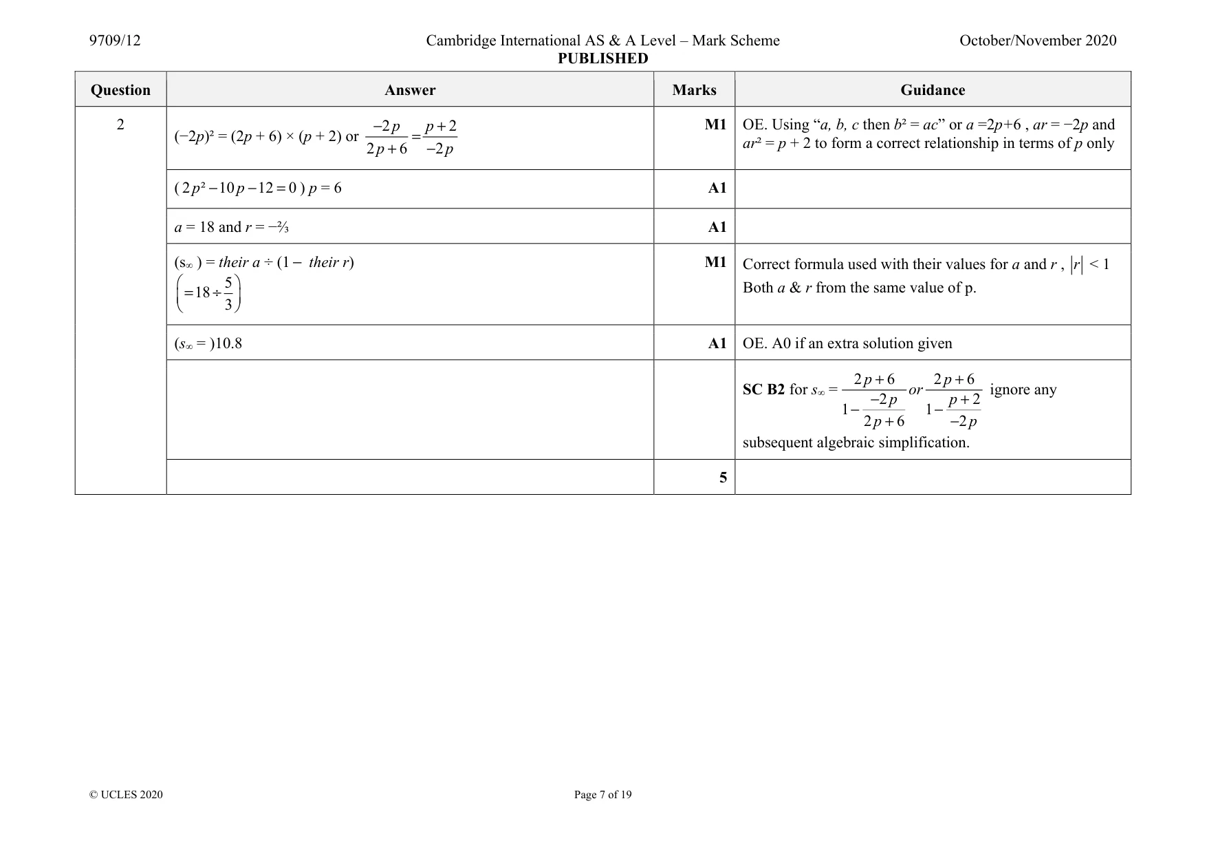 Mark scheme, page 7 of 19