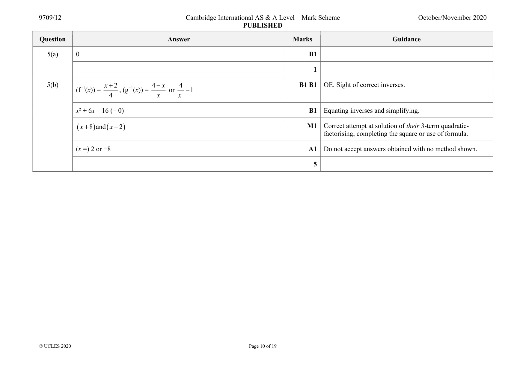 Mark scheme, page 10 of 19