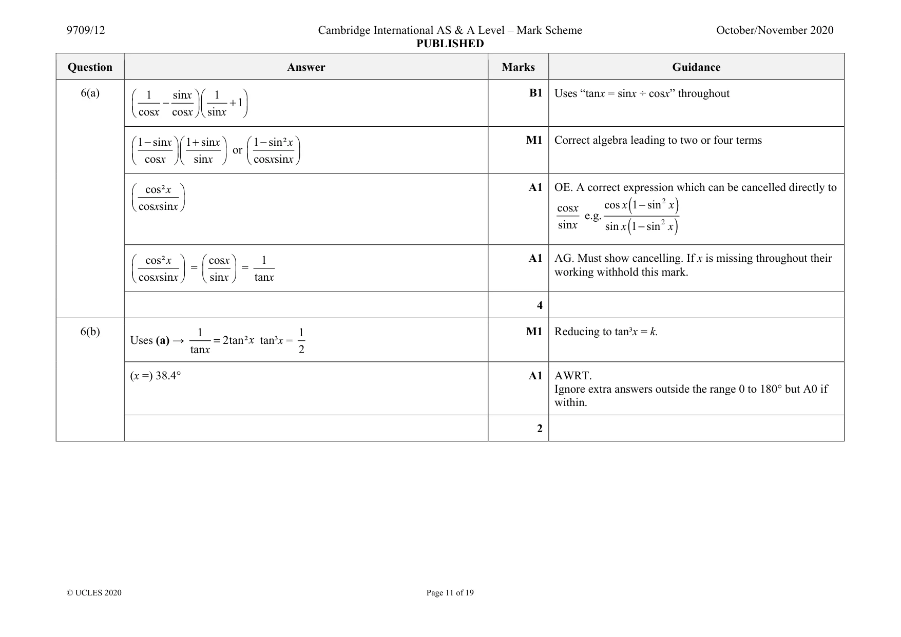 Mark scheme, page 11 of 19