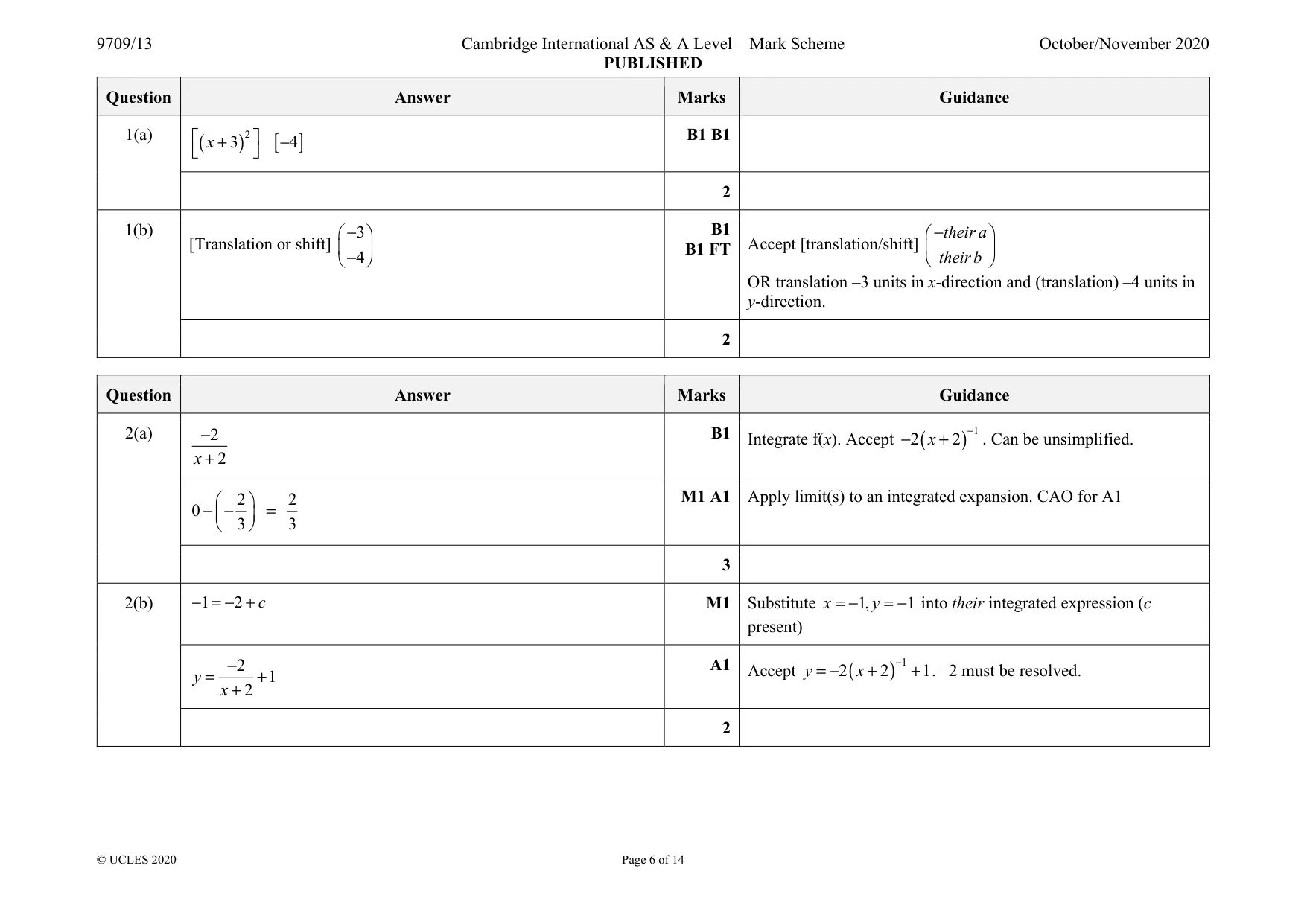 Mark scheme, page 6 of 14
