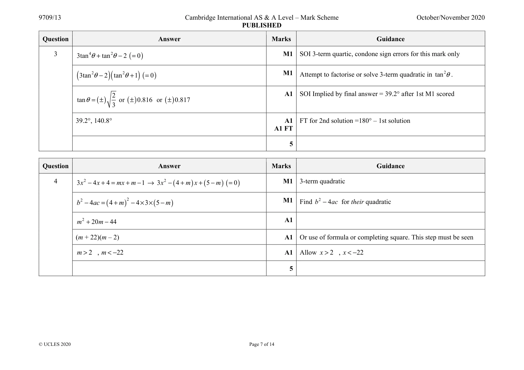 Mark scheme, page 7 of 14