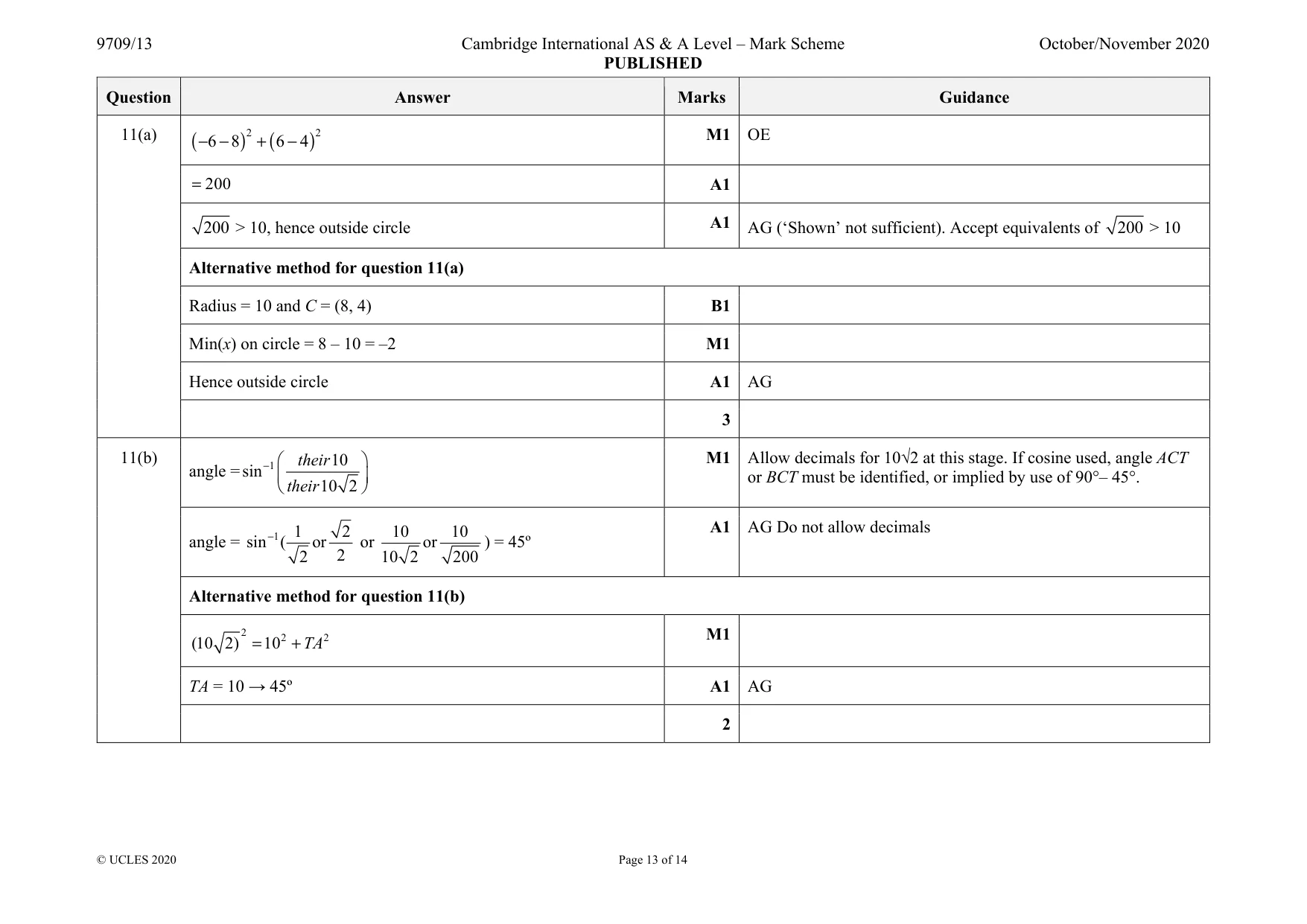 Mark scheme, page 13 of 14