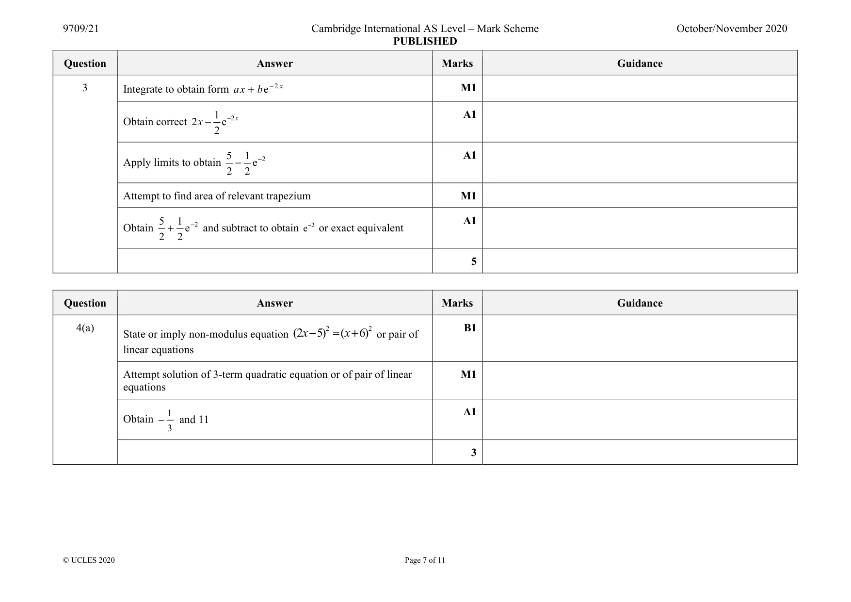 Mark scheme, page 7 of 11