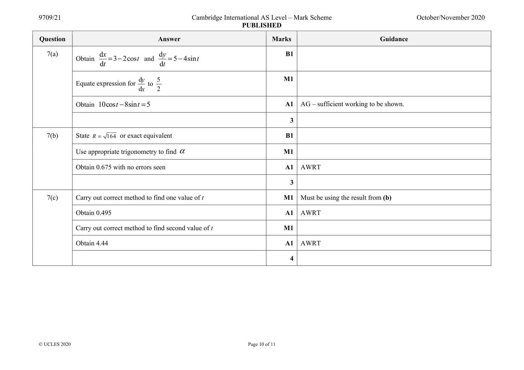Mark scheme, page 10 of 11