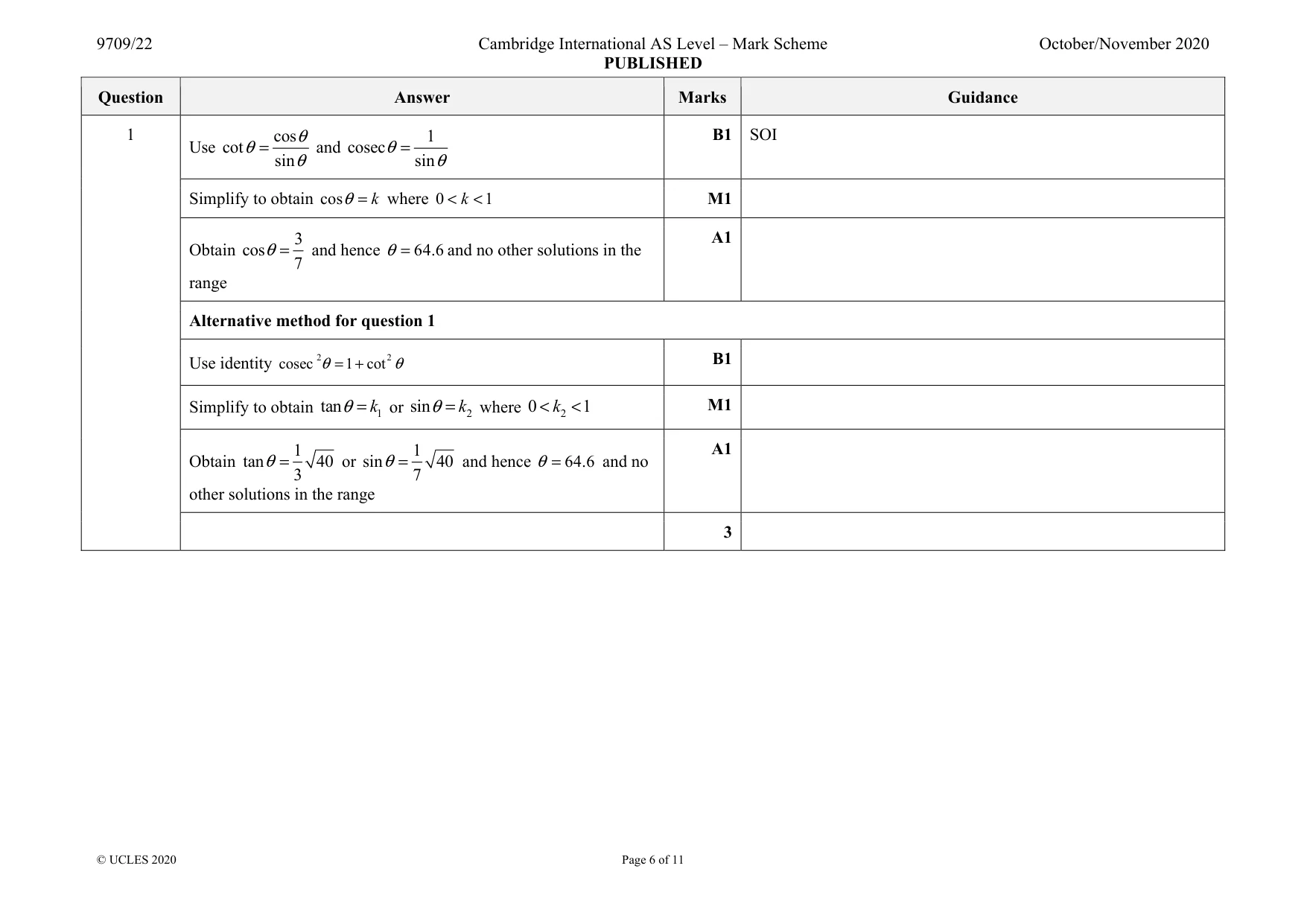 Mark scheme, page 6 of 11