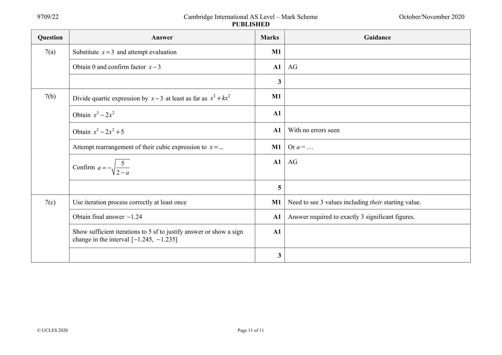 Mark scheme, page 11 of 11