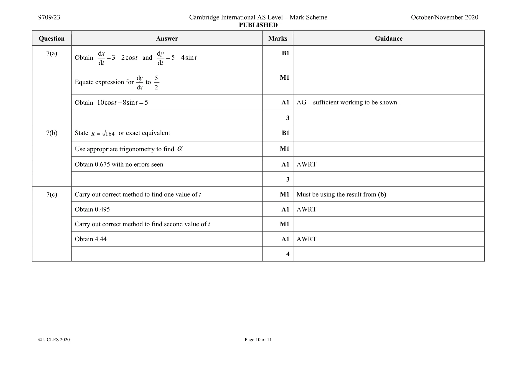 Mark scheme, page 10 of 11