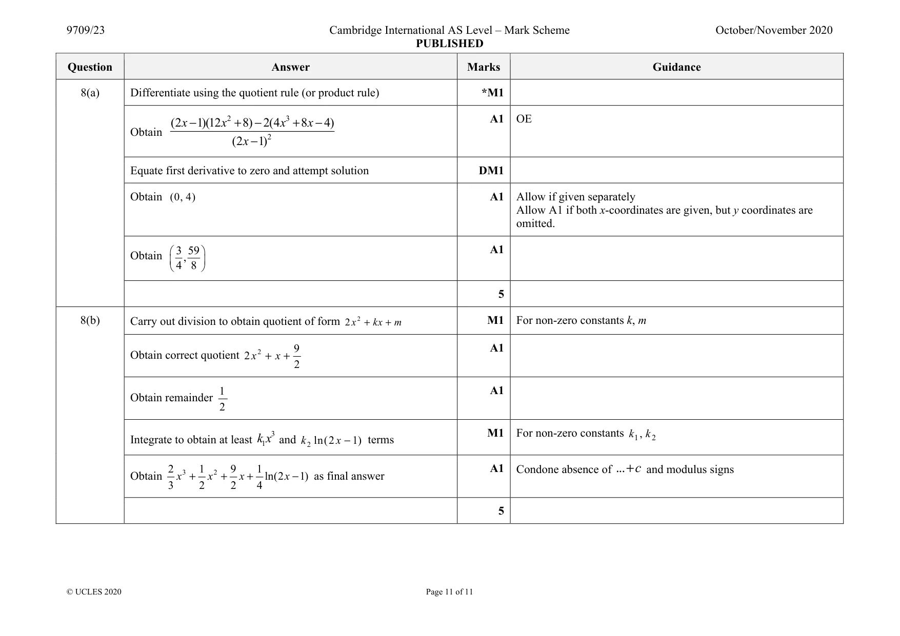 Mark scheme, page 11 of 11