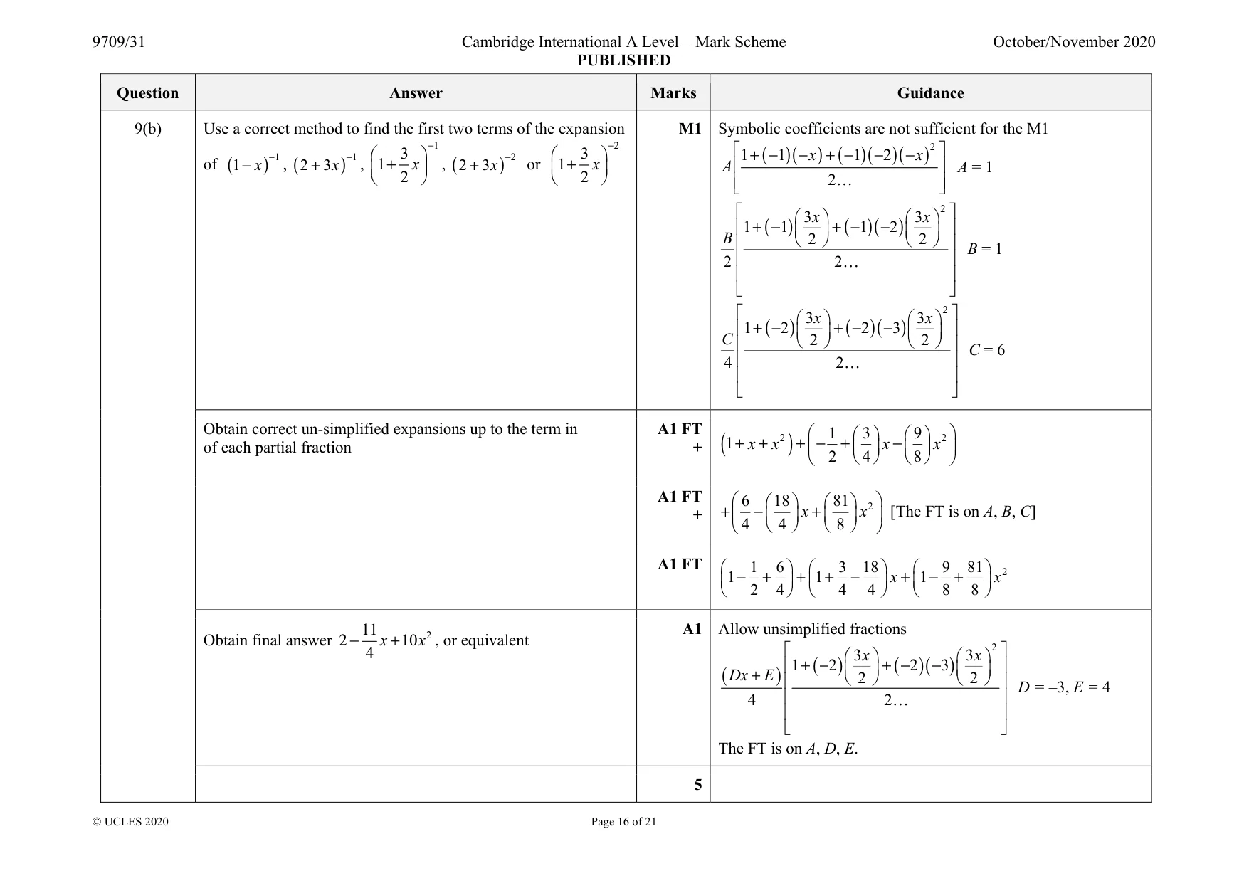 Mark scheme, page 16 of 21