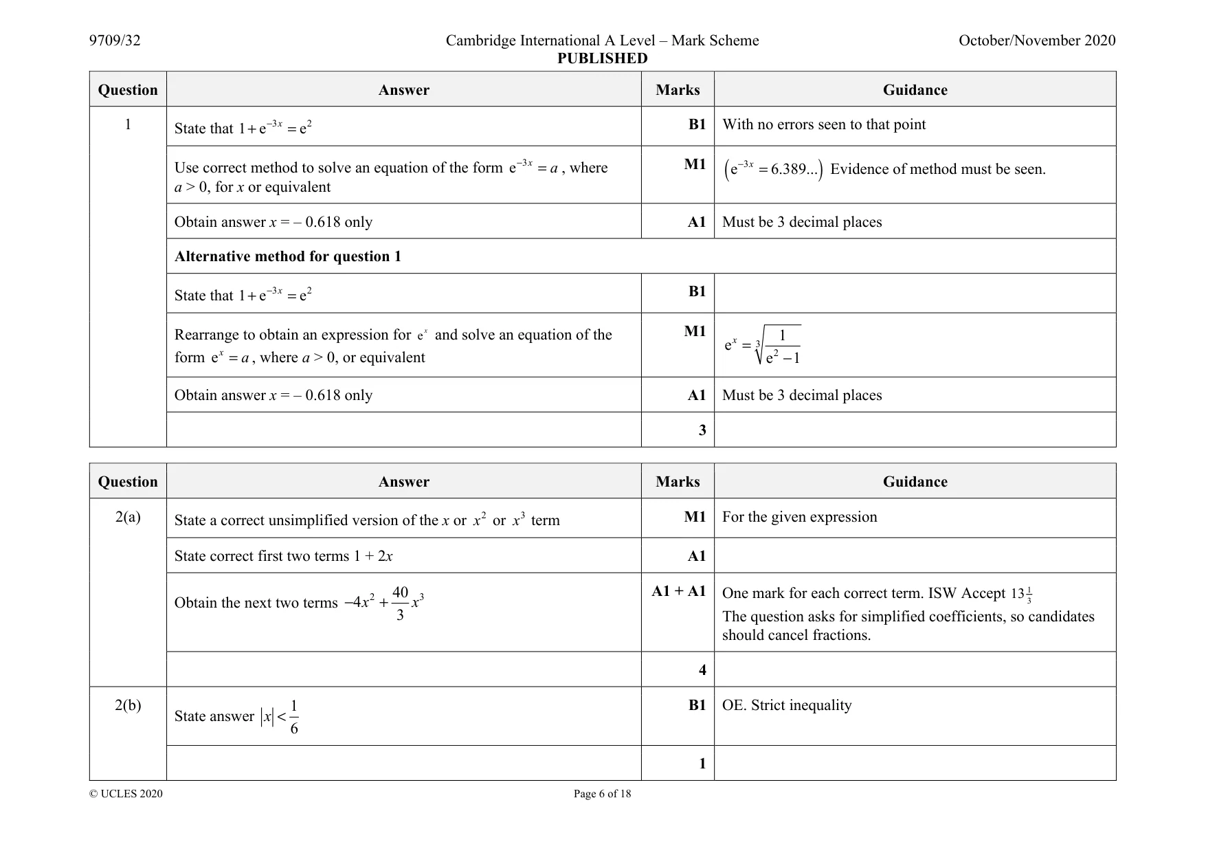 Mark scheme, page 6 of 18