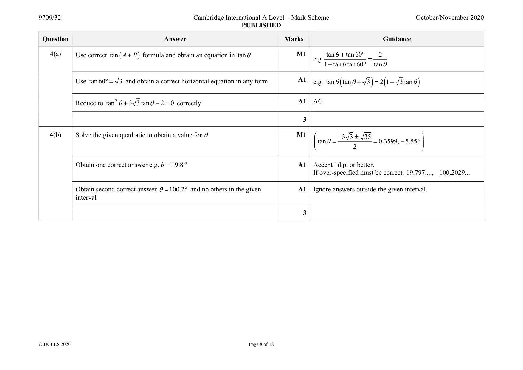 Mark scheme, page 8 of 18