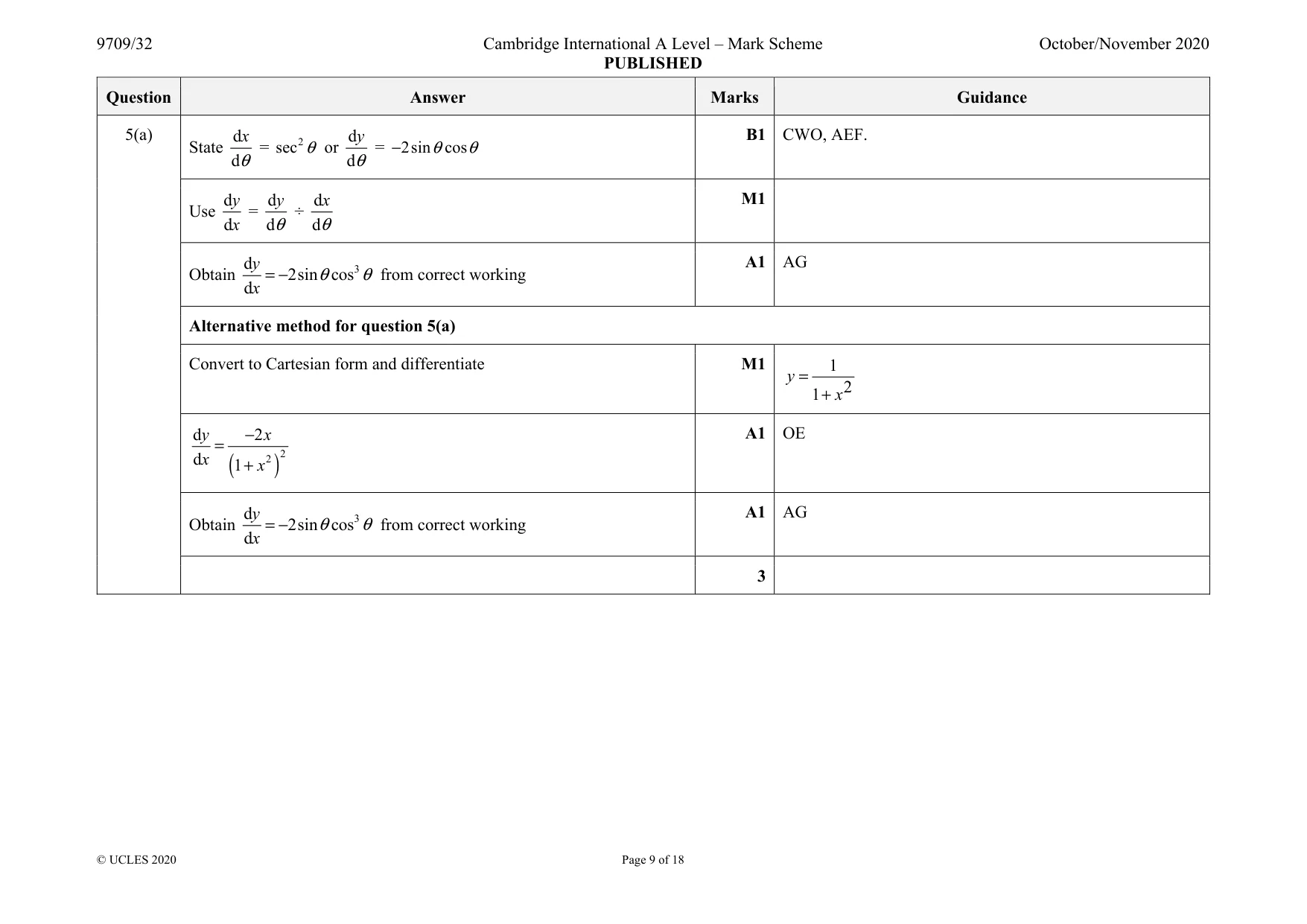 Mark scheme, page 9 of 18
