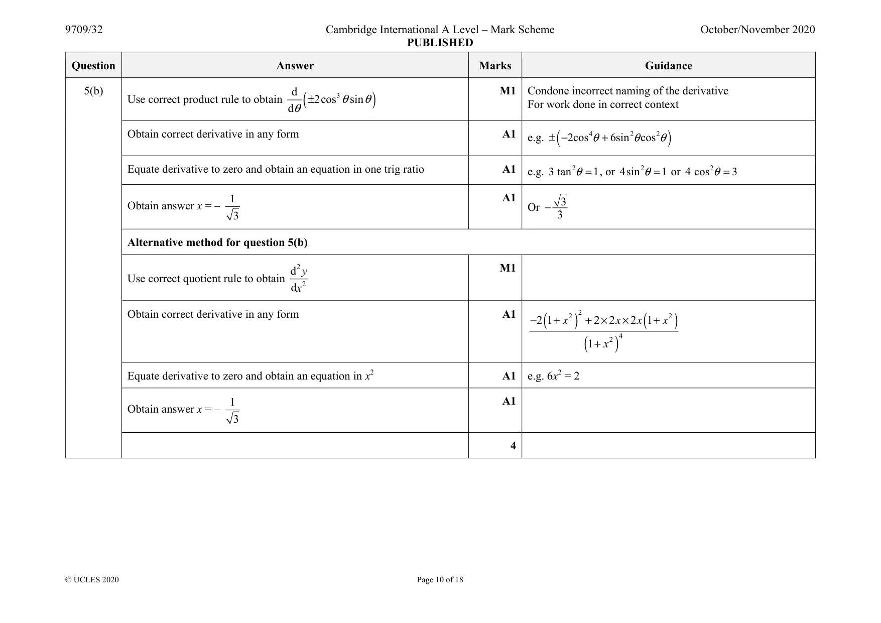 Mark scheme, page 10 of 18