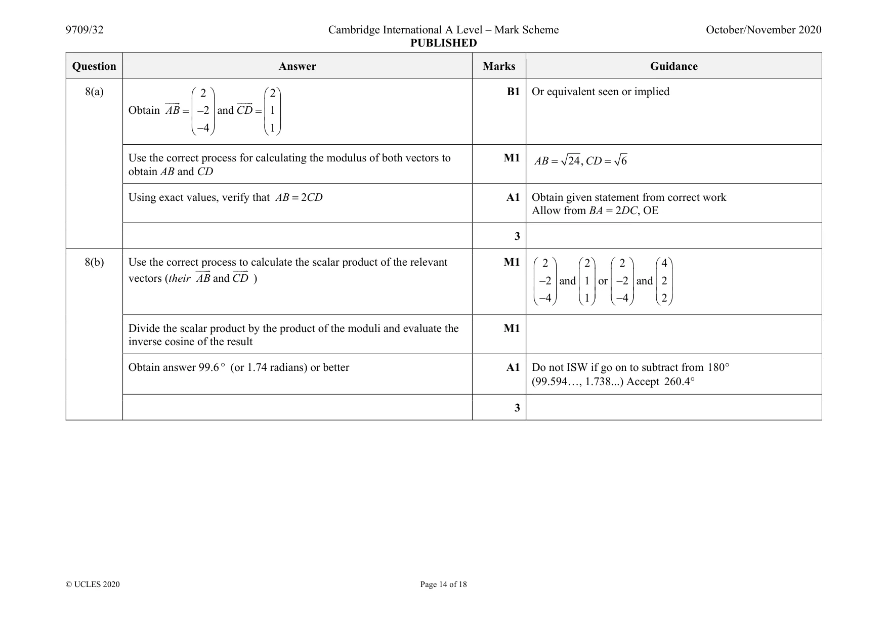 Mark scheme, page 14 of 18