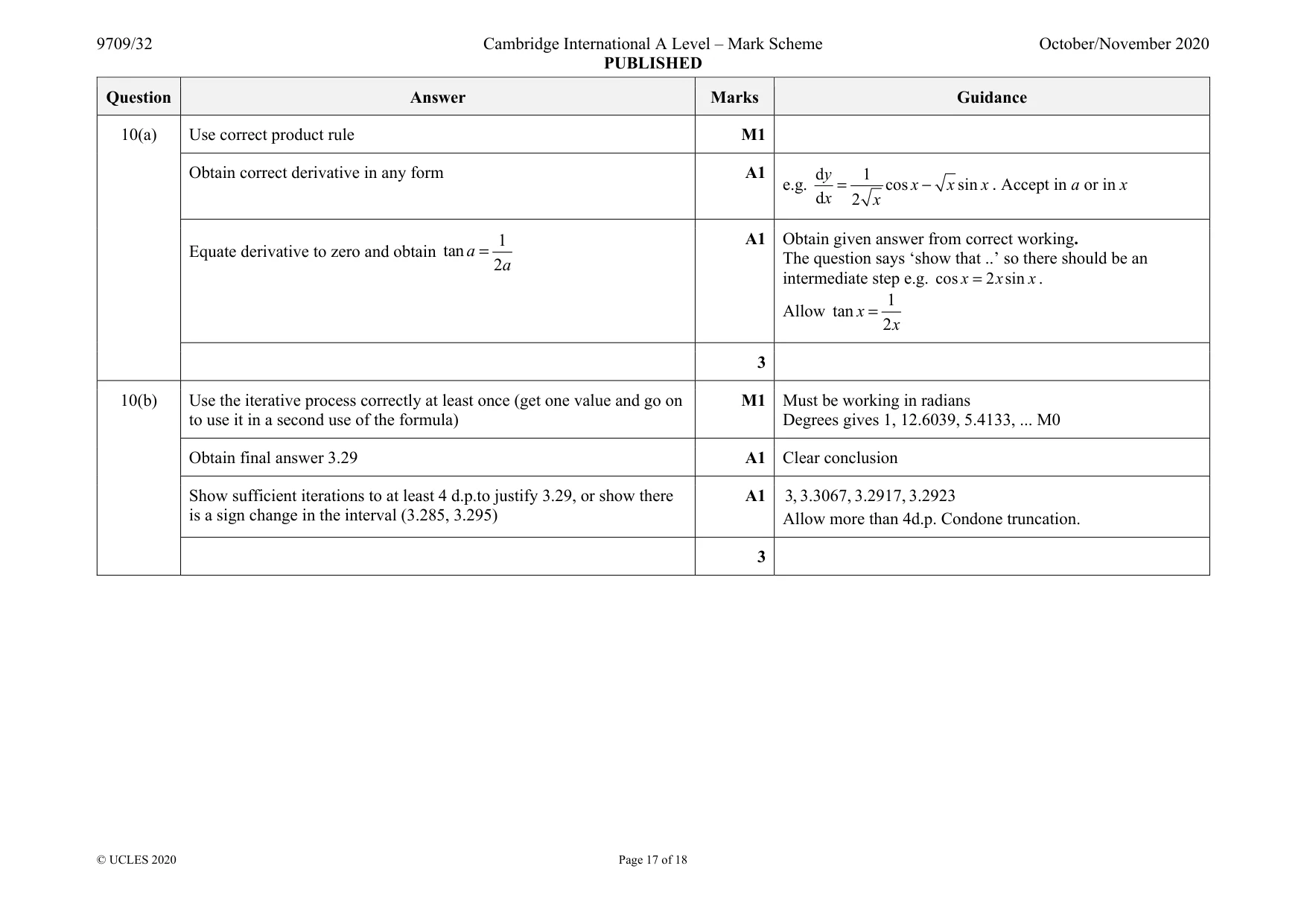 Mark scheme, page 17 of 18