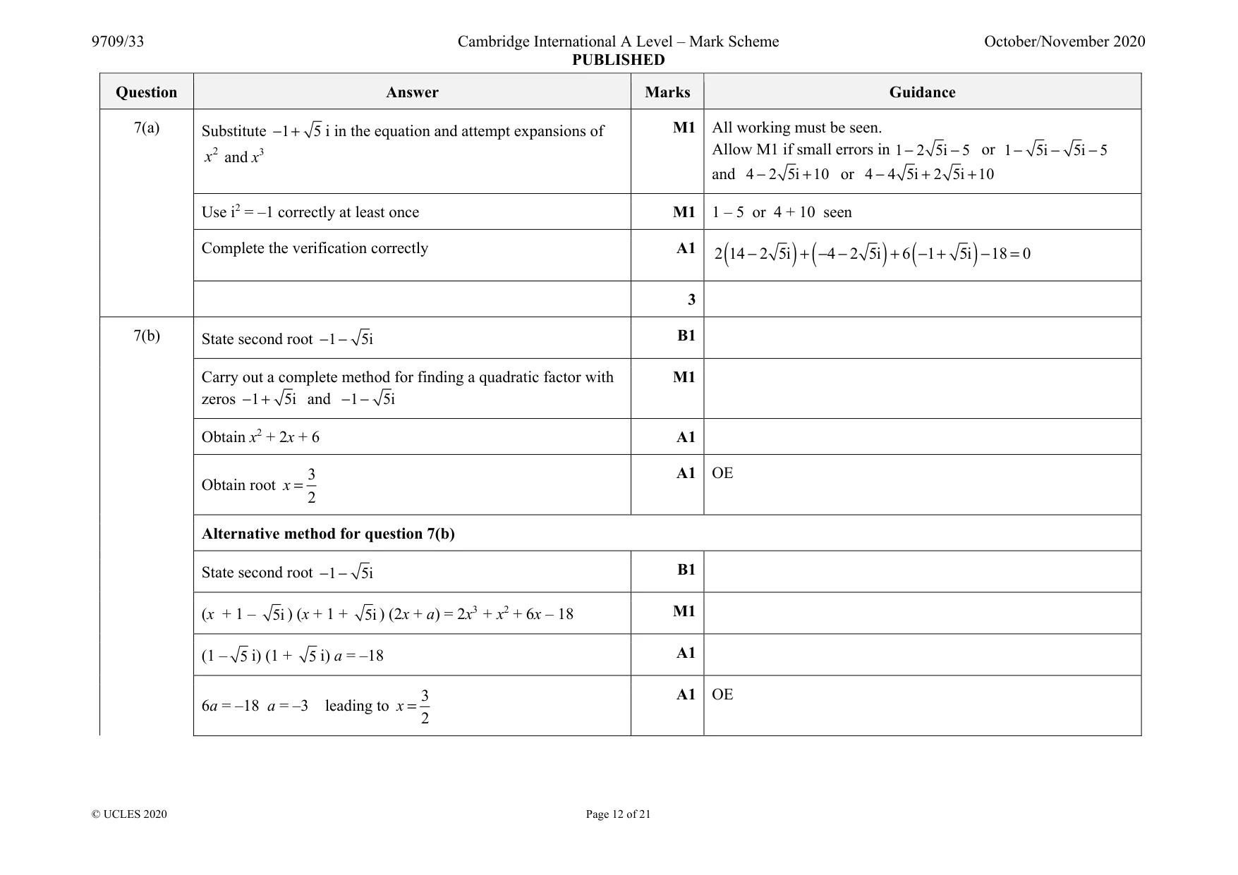 Mark scheme, page 12 of 21