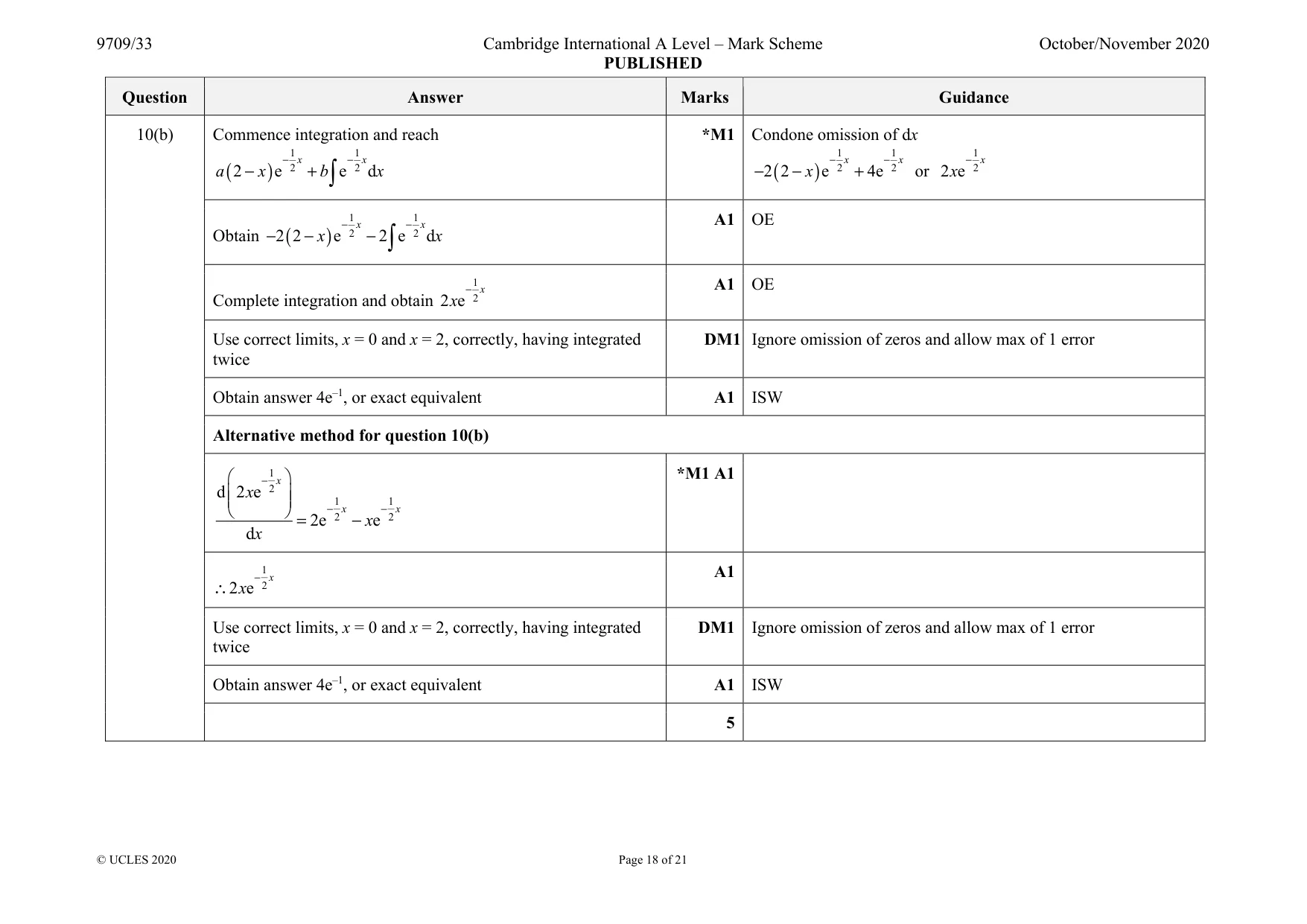 Mark scheme, page 18 of 21