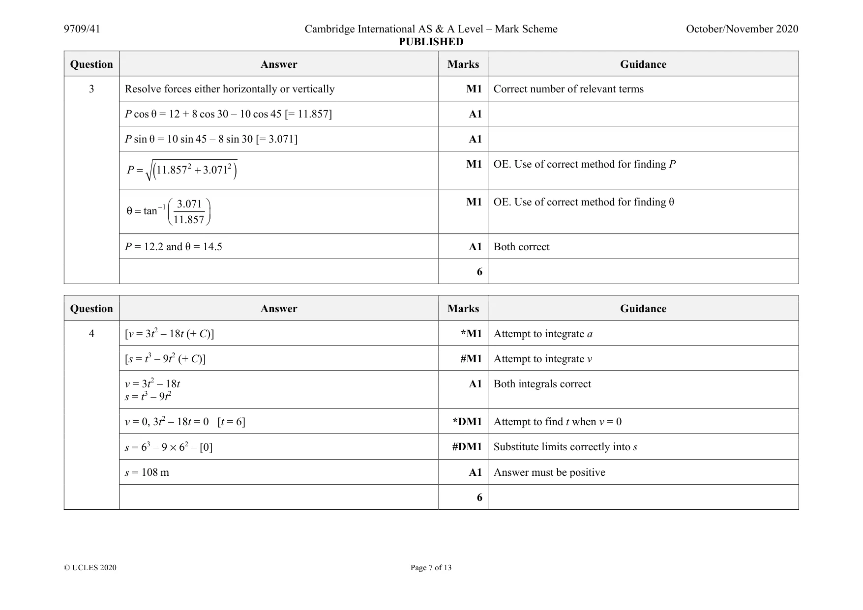 Mark scheme, page 7 of 13