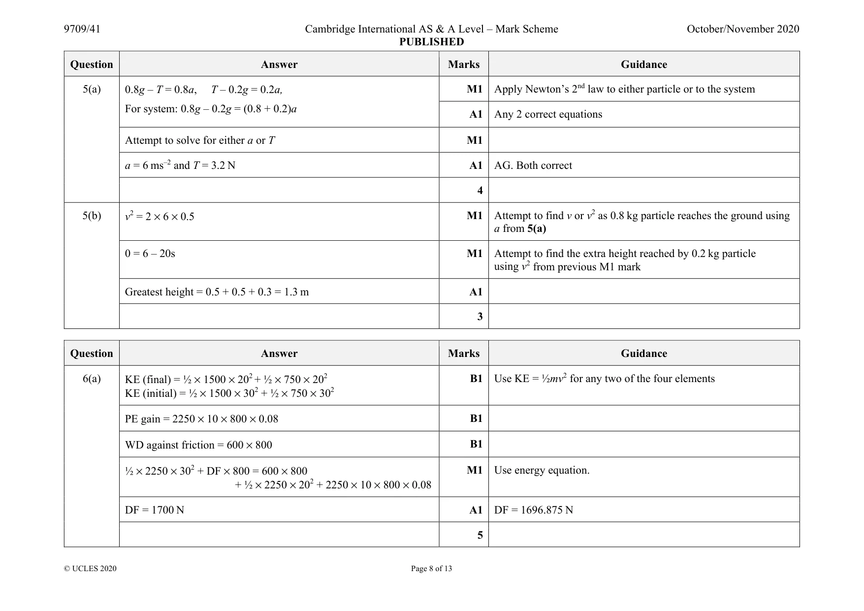Mark scheme, page 8 of 13