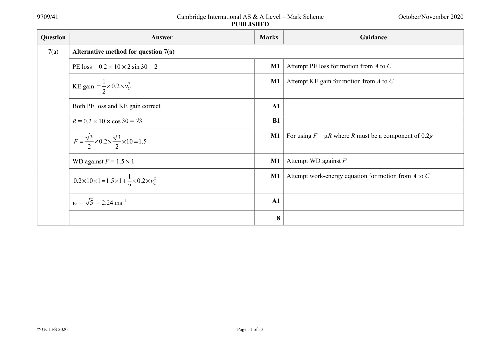Mark scheme, page 11 of 13