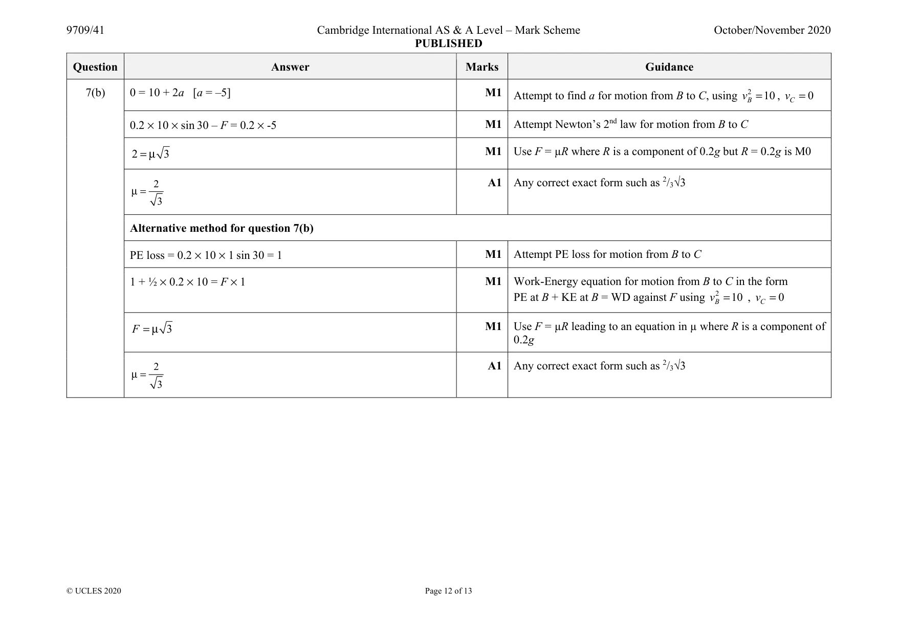Mark scheme, page 12 of 13