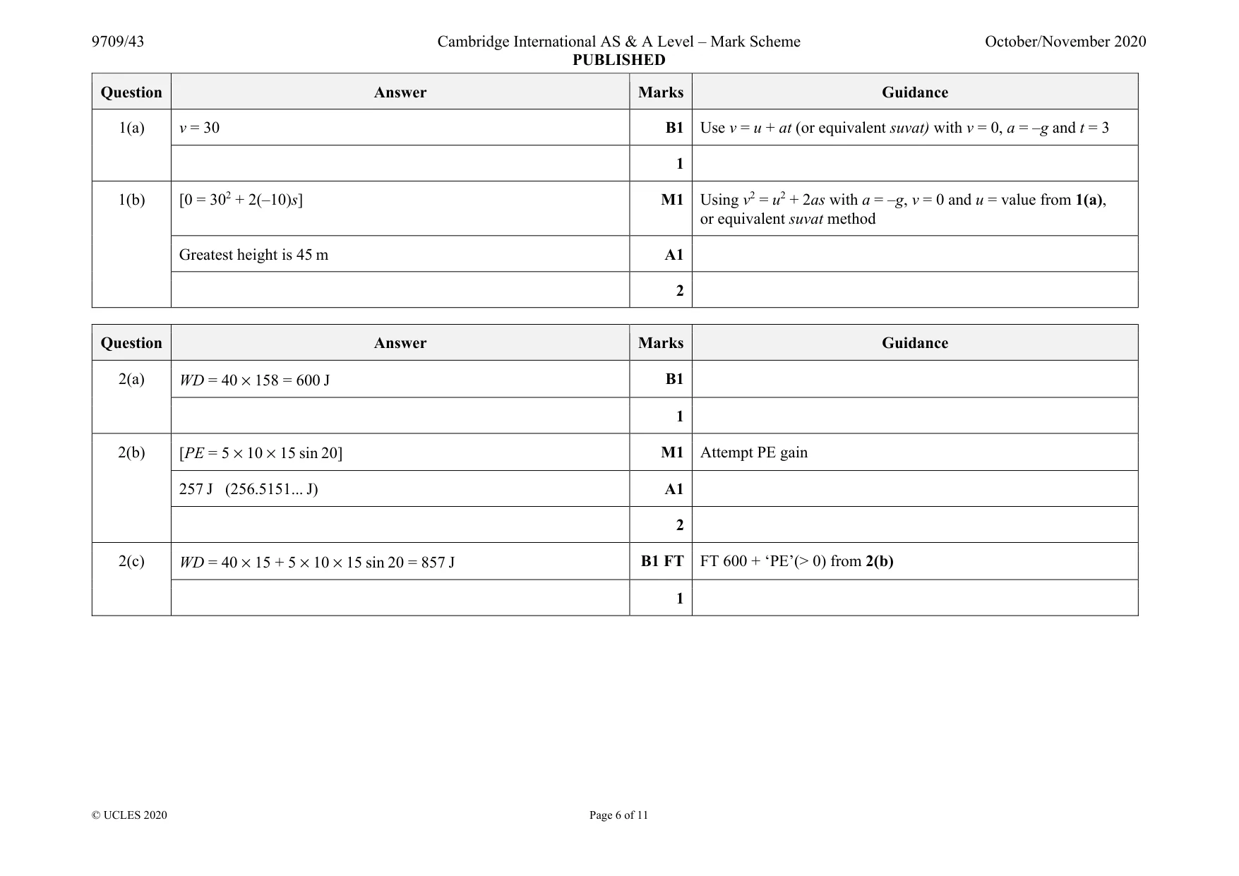 Mark scheme, page 6 of 11