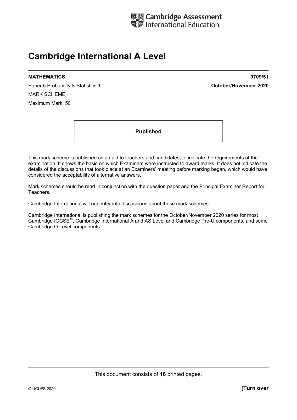 Mark scheme, page 1 of 16