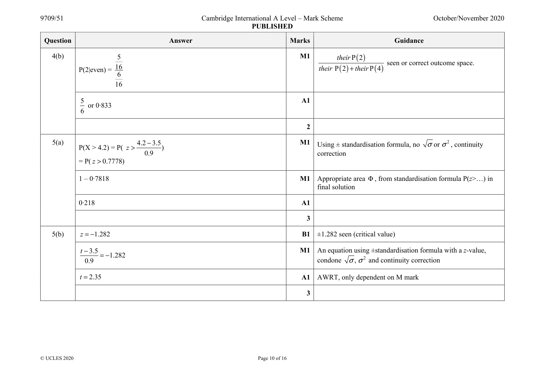 Mark scheme, page 10 of 16