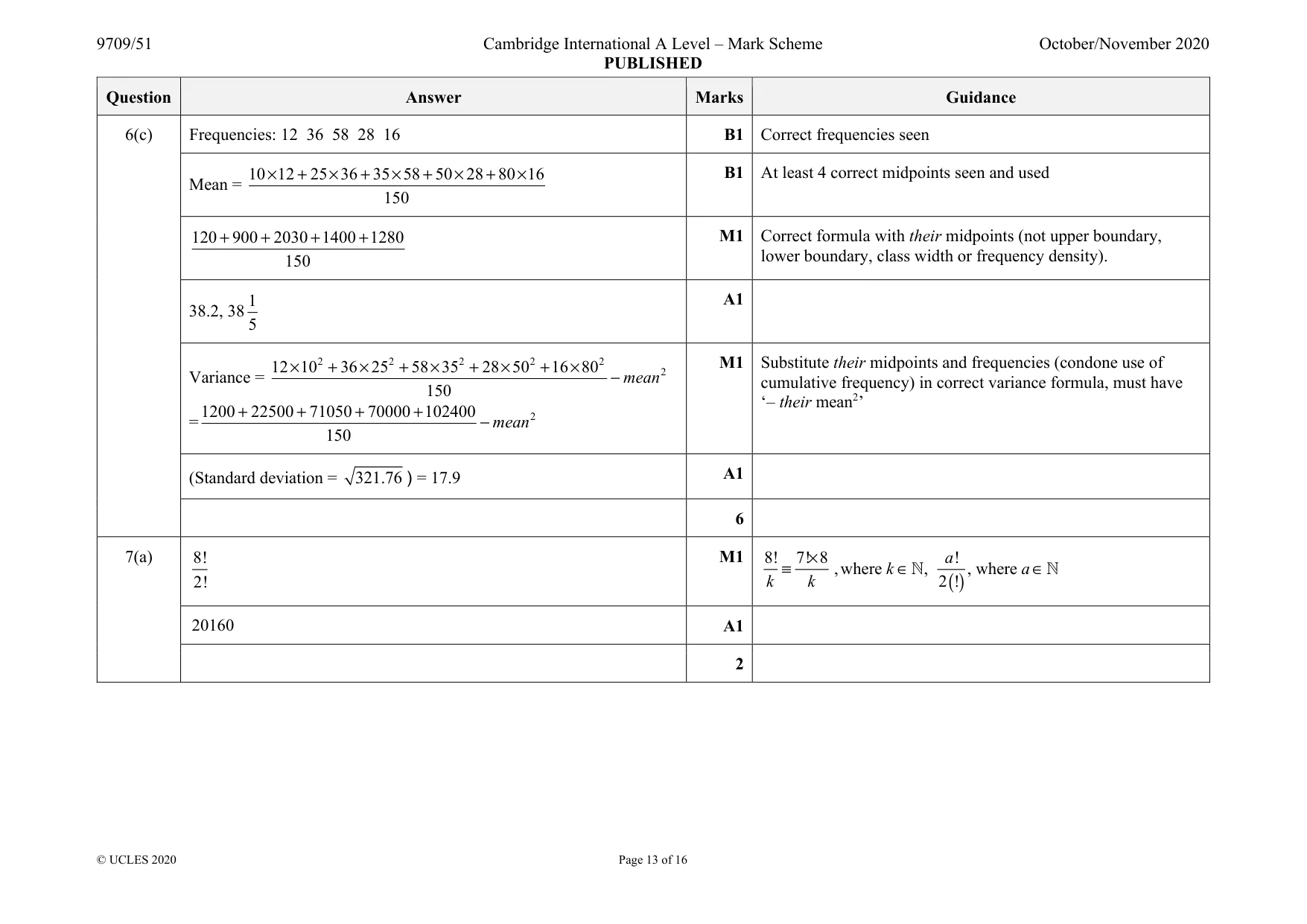 Mark scheme, page 13 of 16