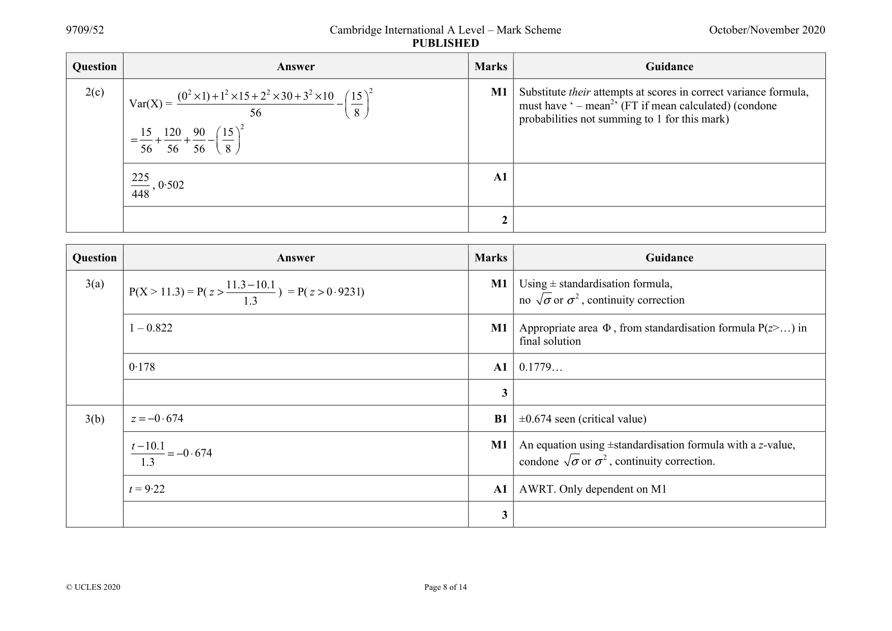 Mark scheme, page 8 of 14
