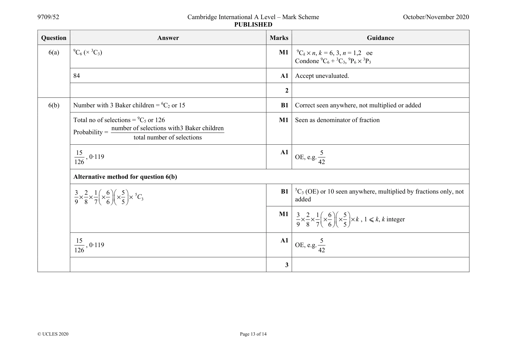 Mark scheme, page 13 of 14
