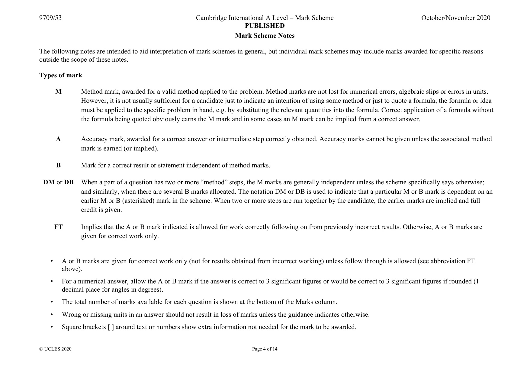 Mark scheme, page 4 of 14