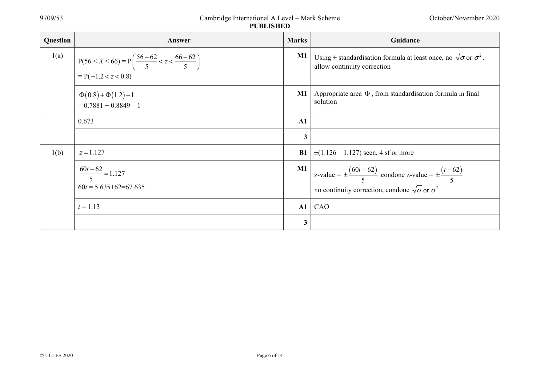 Mark scheme, page 6 of 14