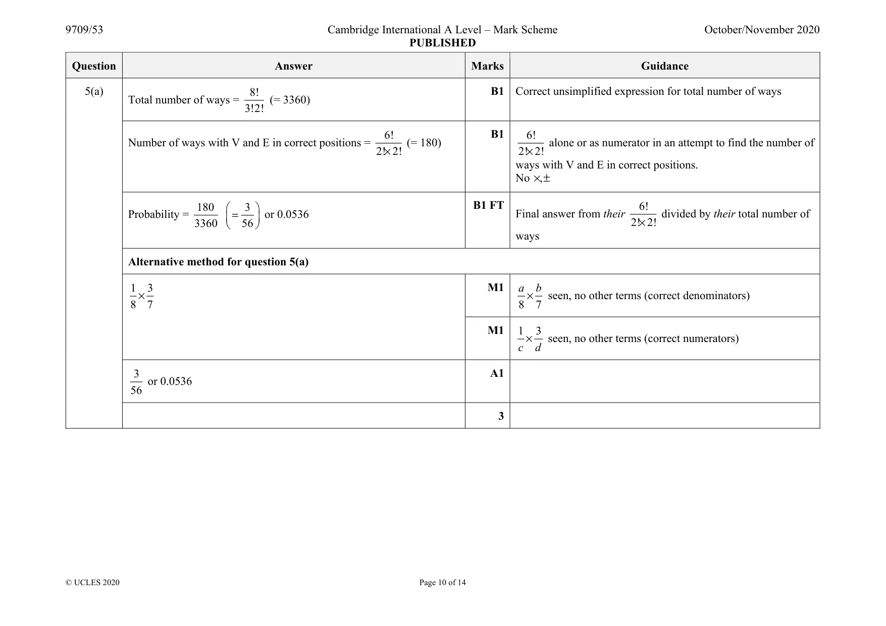Mark scheme, page 10 of 14