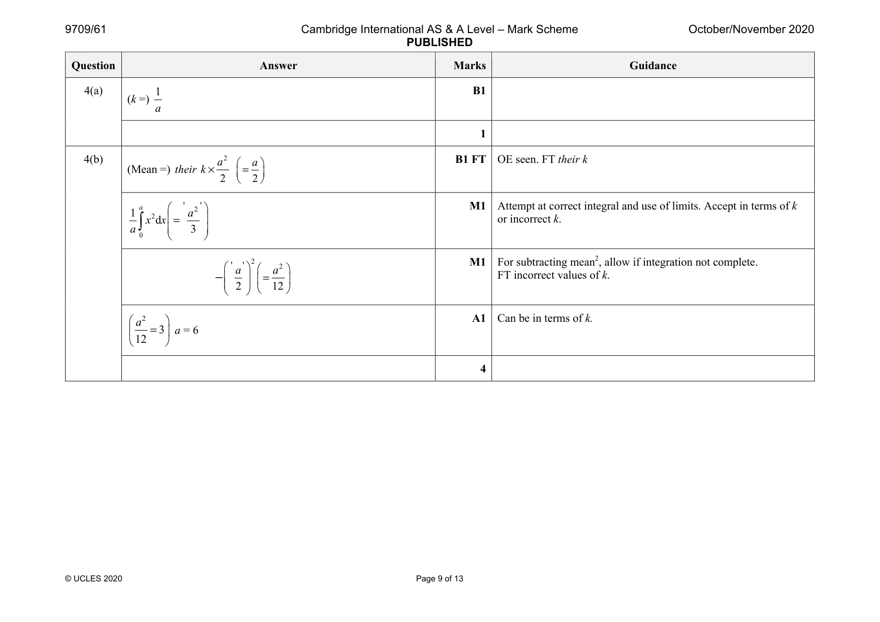 Mark scheme, page 9 of 13