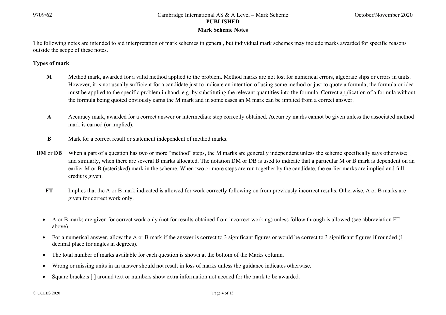 Mark scheme, page 4 of 13