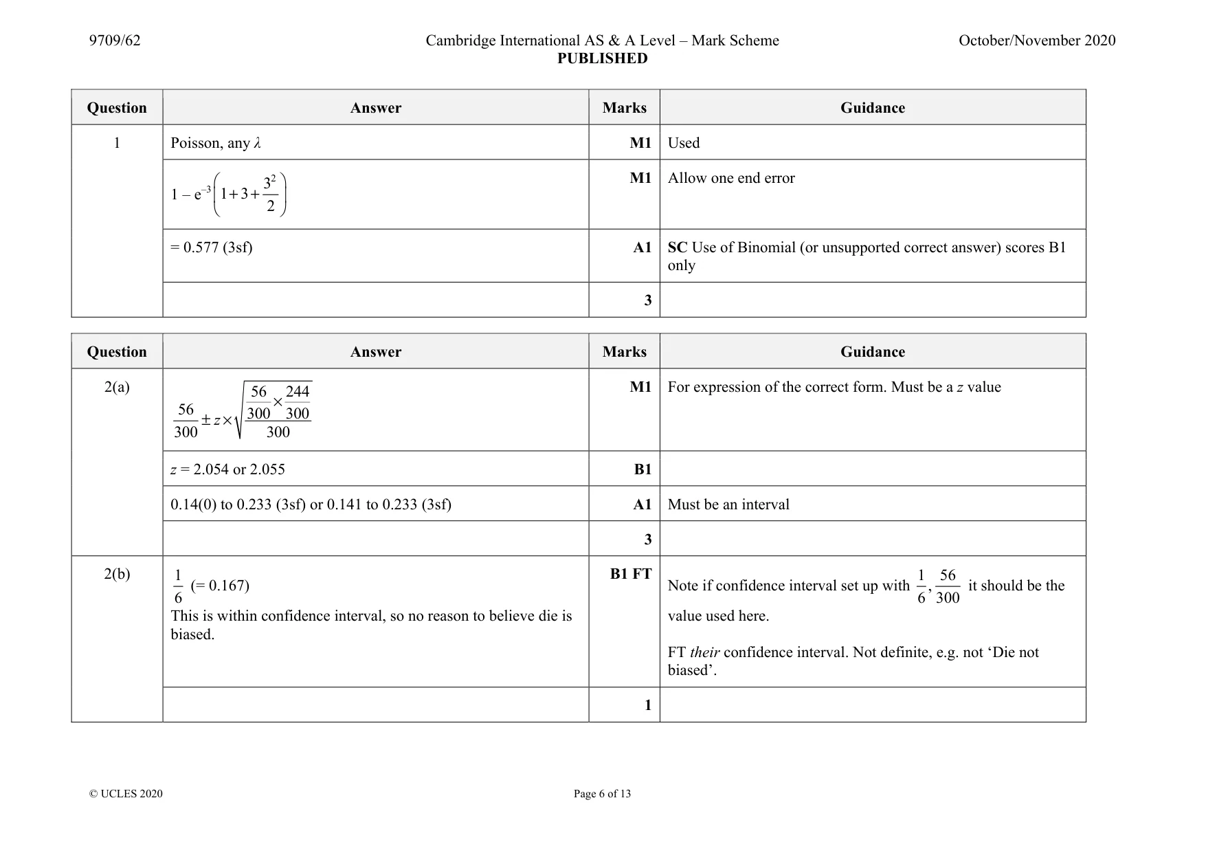 Mark scheme, page 6 of 13