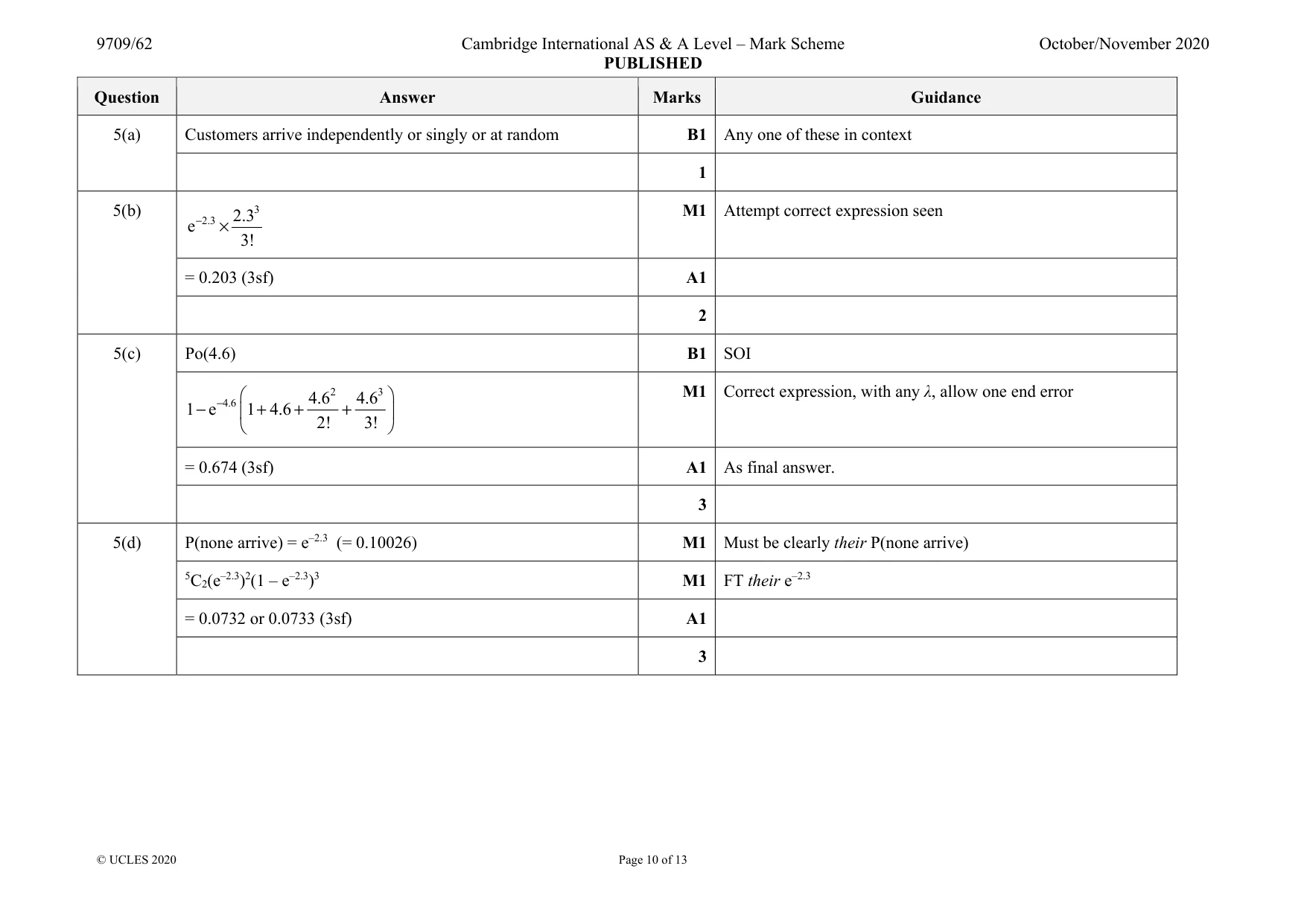 Mark scheme, page 10 of 13