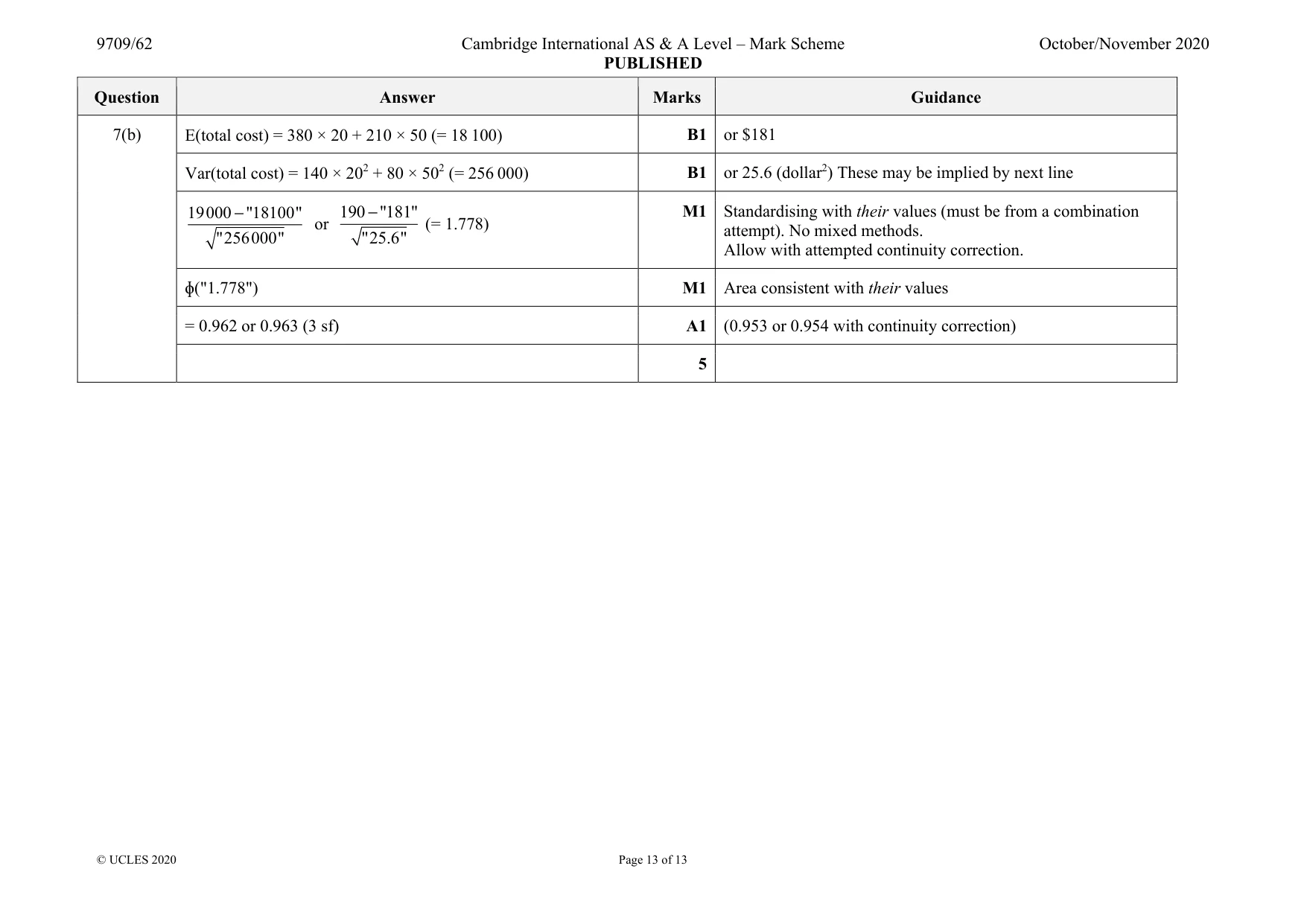 Mark scheme, page 13 of 13