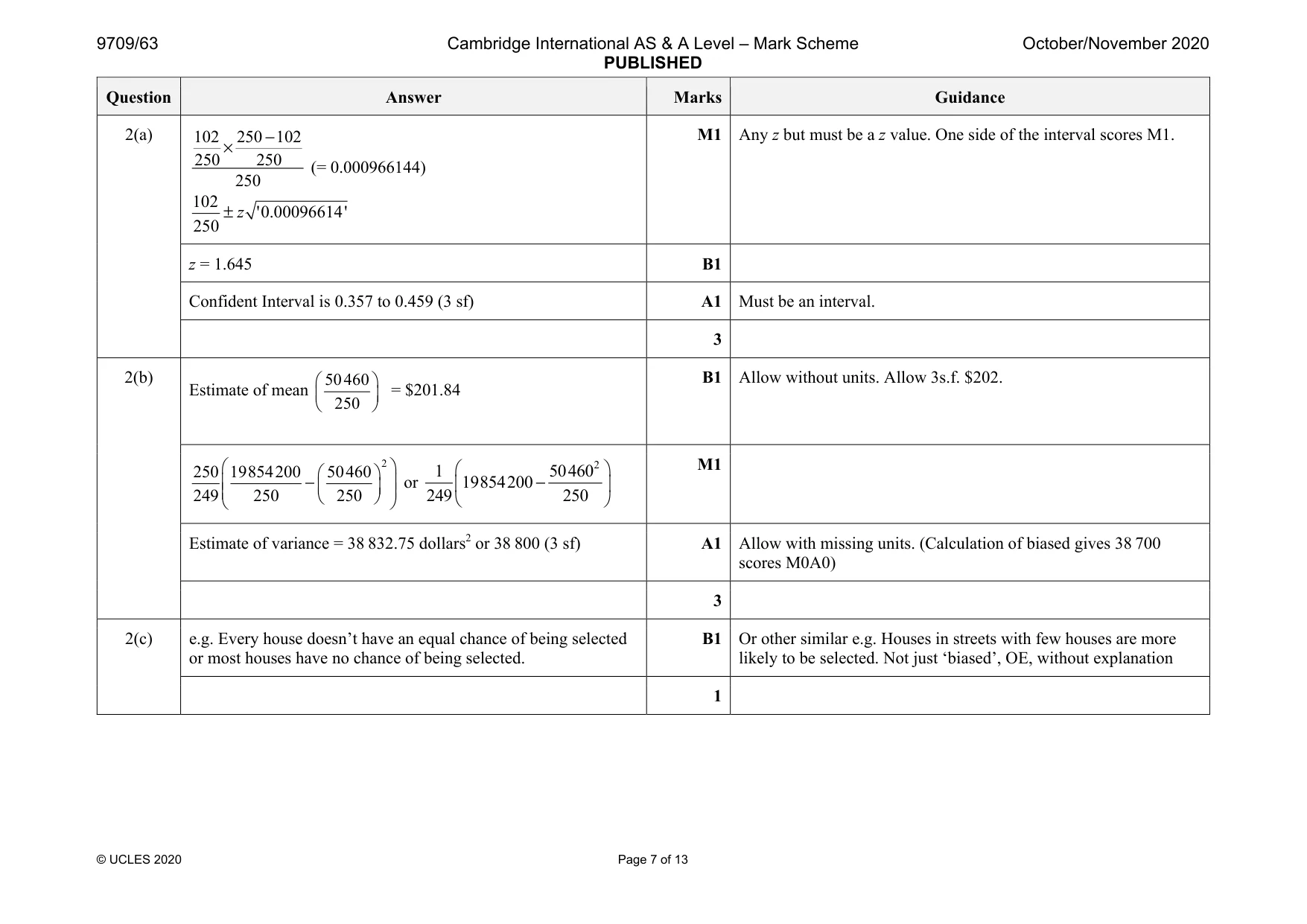 Mark scheme, page 7 of 13
