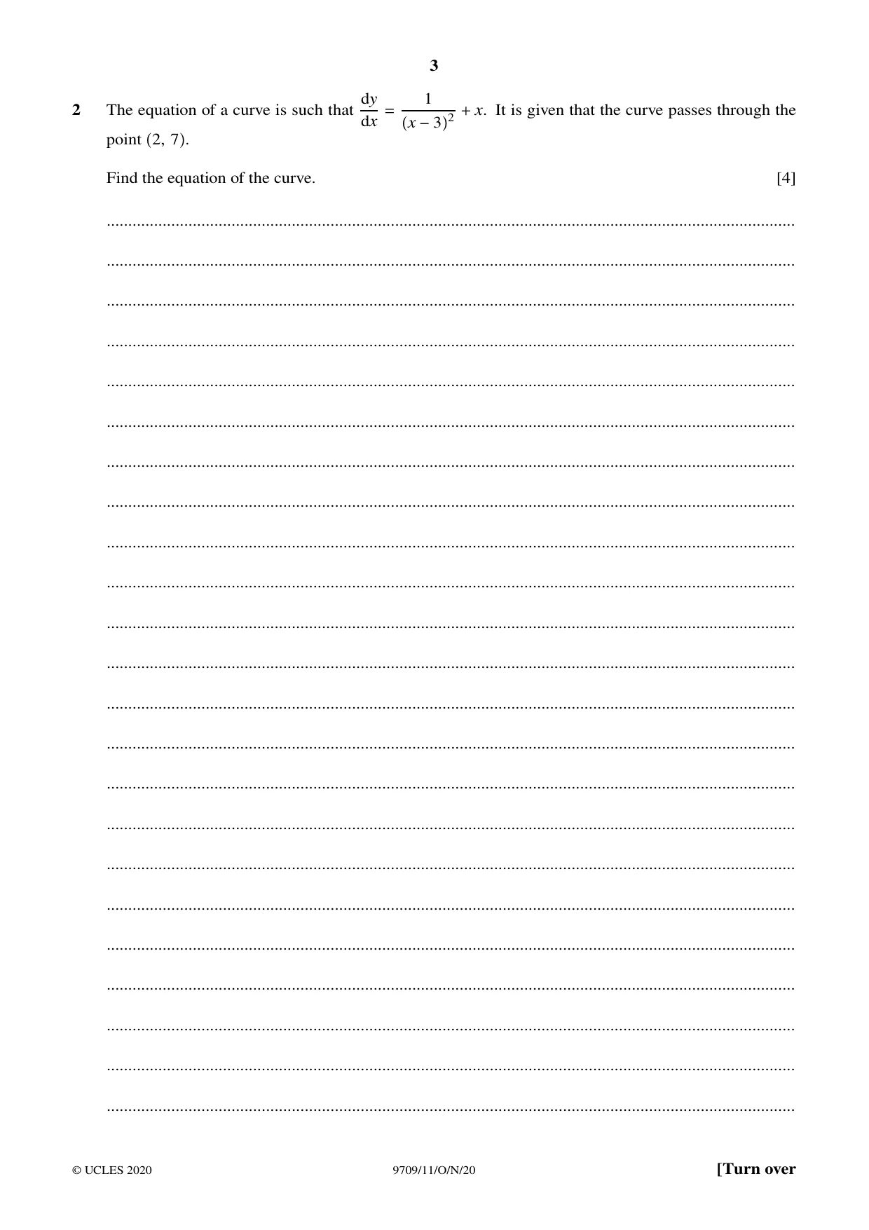 Cambridge A Level Mathematics 9709 2020 Oct/Nov Paper 1 · Variant 1 question paper, page 3 of 20