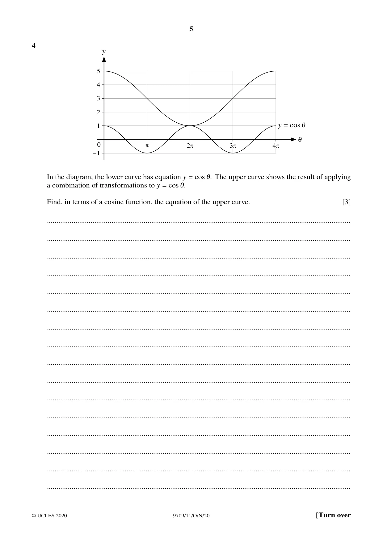 Cambridge A Level Mathematics 9709 2020 Oct/Nov Paper 1 · Variant 1 question paper, page 5 of 20