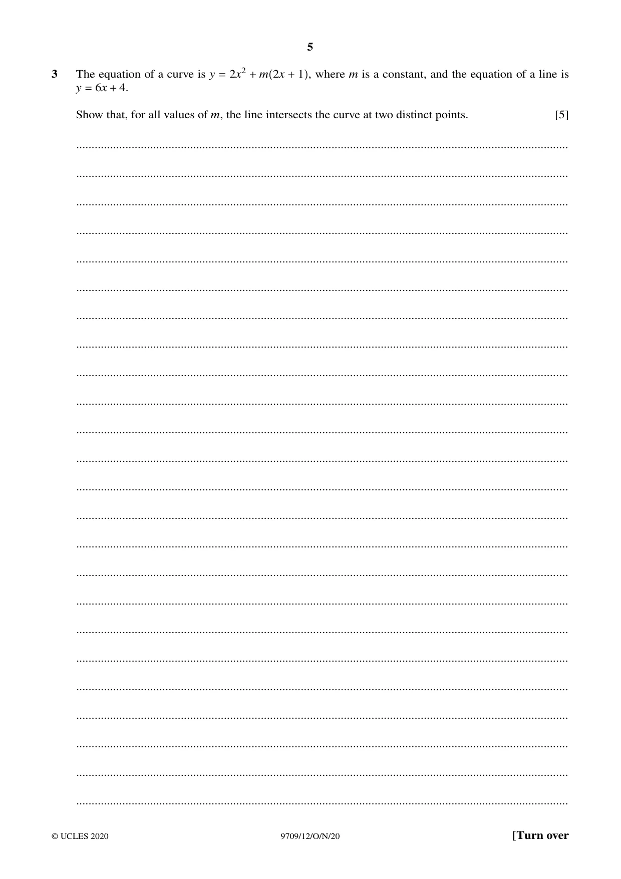Cambridge A Level Mathematics 9709 2020 Oct/Nov Paper 1 · Variant 2 question paper, page 5 of 20