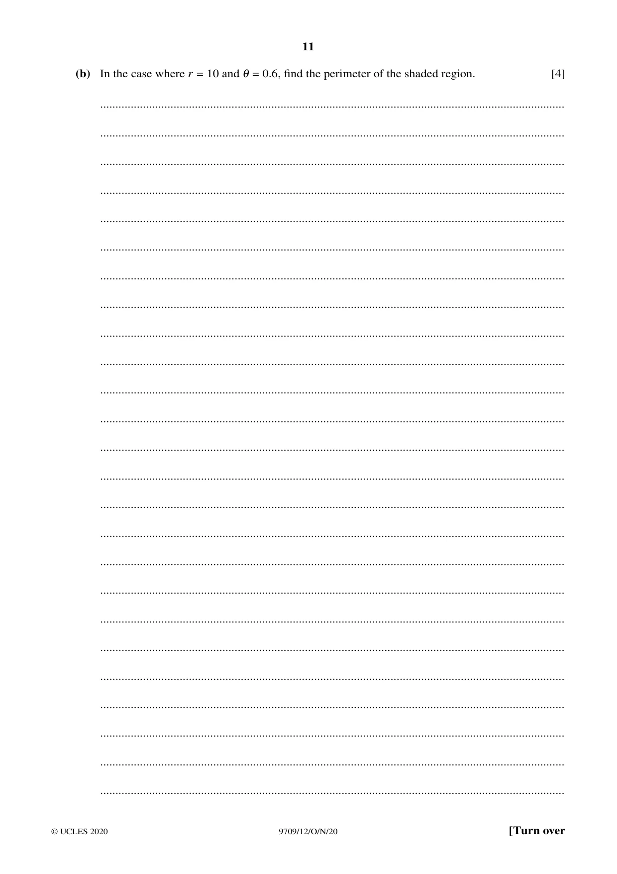 Cambridge A Level Mathematics 9709 2020 Oct/Nov Paper 1 · Variant 2 question paper, page 11 of 20