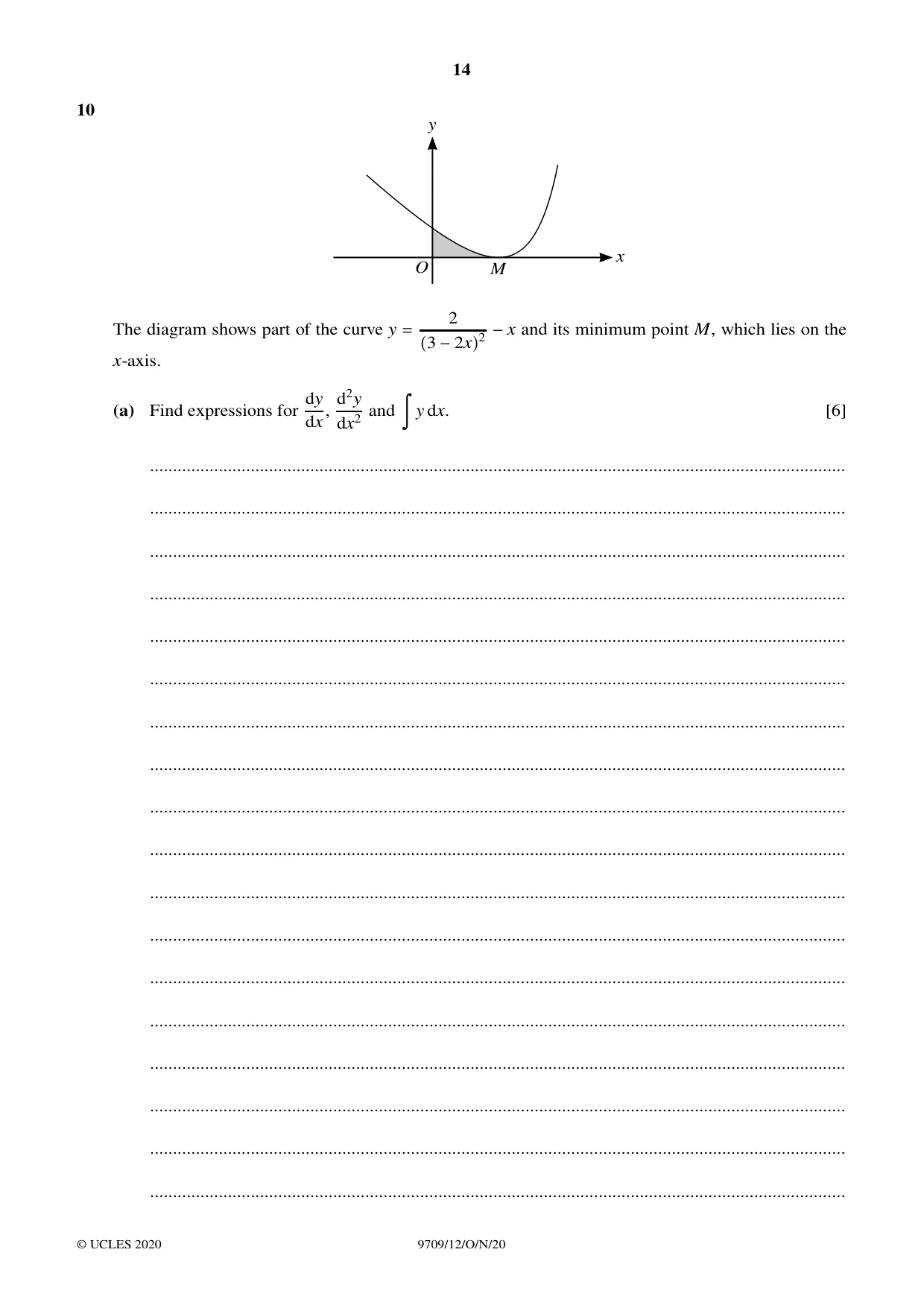 Cambridge A Level Mathematics 9709 2020 Oct/Nov Paper 1 · Variant 2 question paper, page 14 of 20