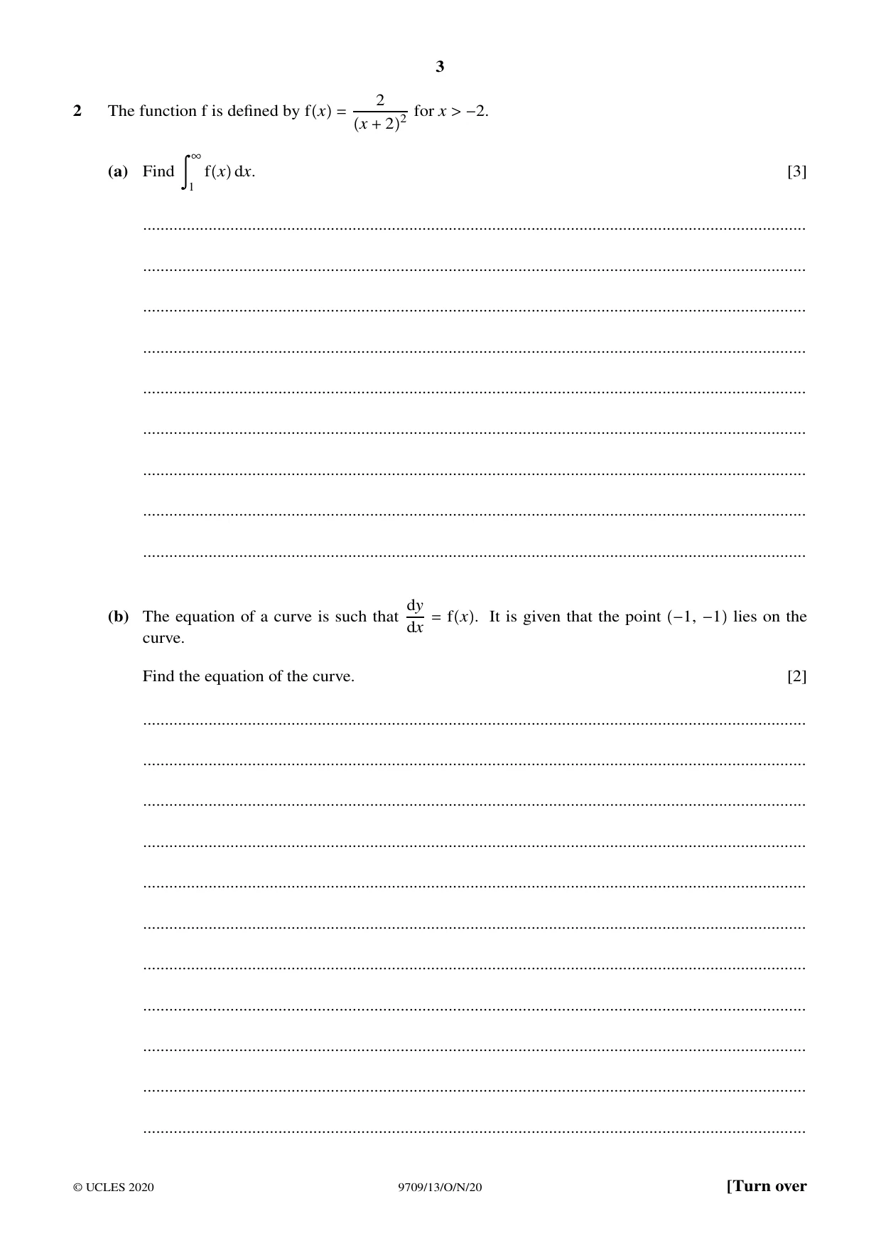 Cambridge A Level Mathematics 9709 2020 Oct/Nov Paper 1 · Variant 3 question paper, page 3 of 20