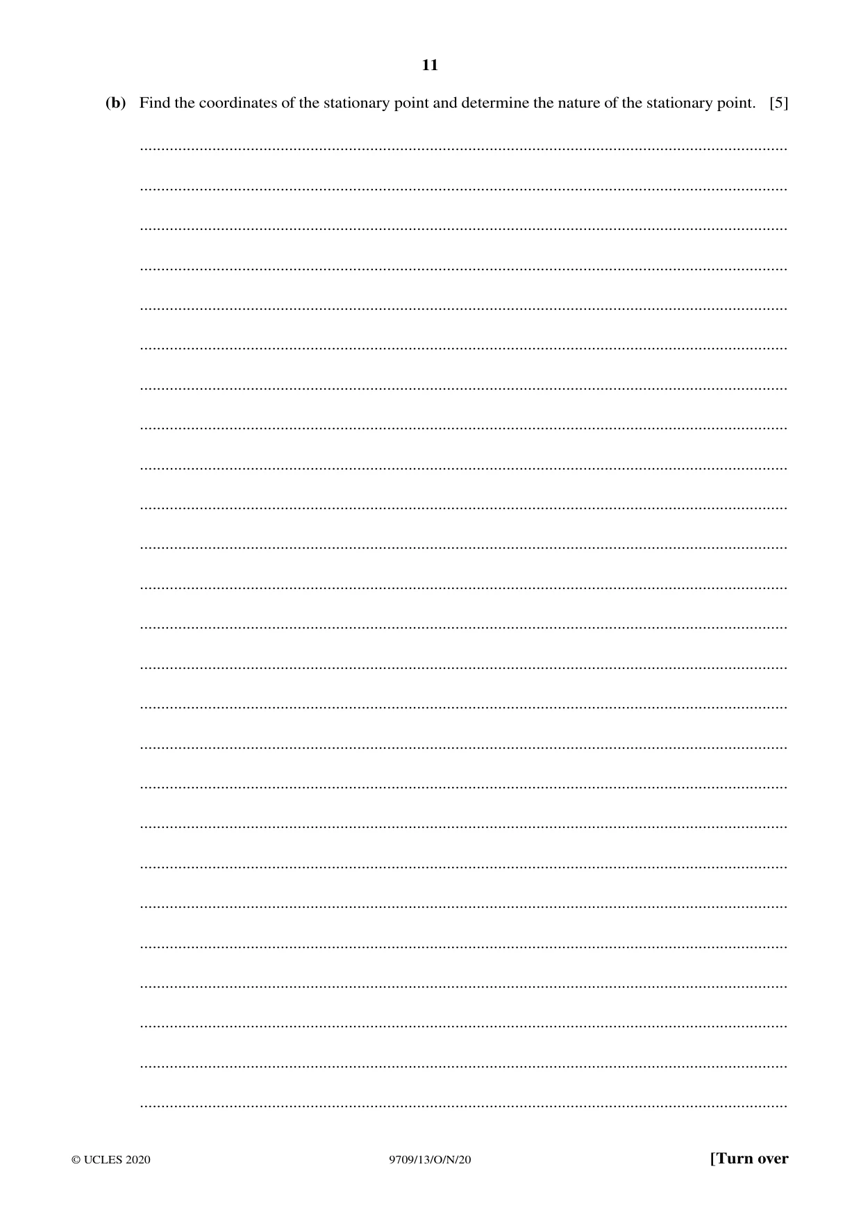 Cambridge A Level Mathematics 9709 2020 Oct/Nov Paper 1 · Variant 3 question paper, page 11 of 20